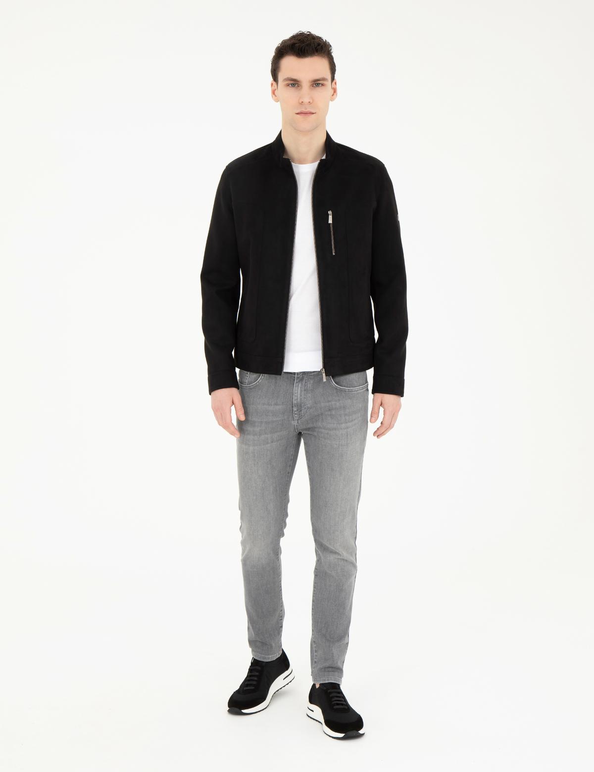 Siyah Suni Deri Ceket - 50293986008