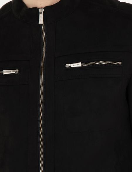 Siyah Suni Deri Ceket - 50293988001