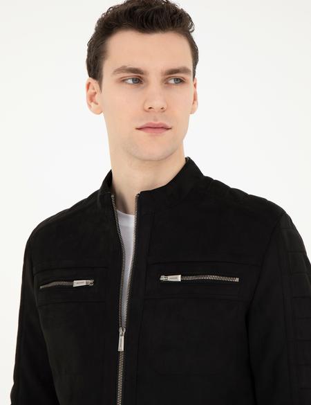 Siyah Suni Deri Ceket - 50293988001