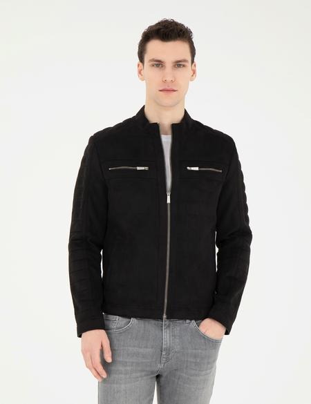 Siyah Suni Deri Ceket - 50293988001