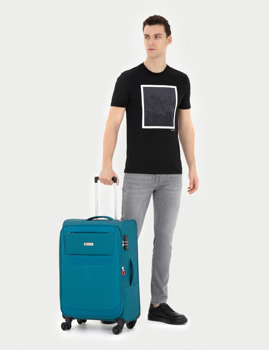 Mavi Orta Boy Kumaş Valiz