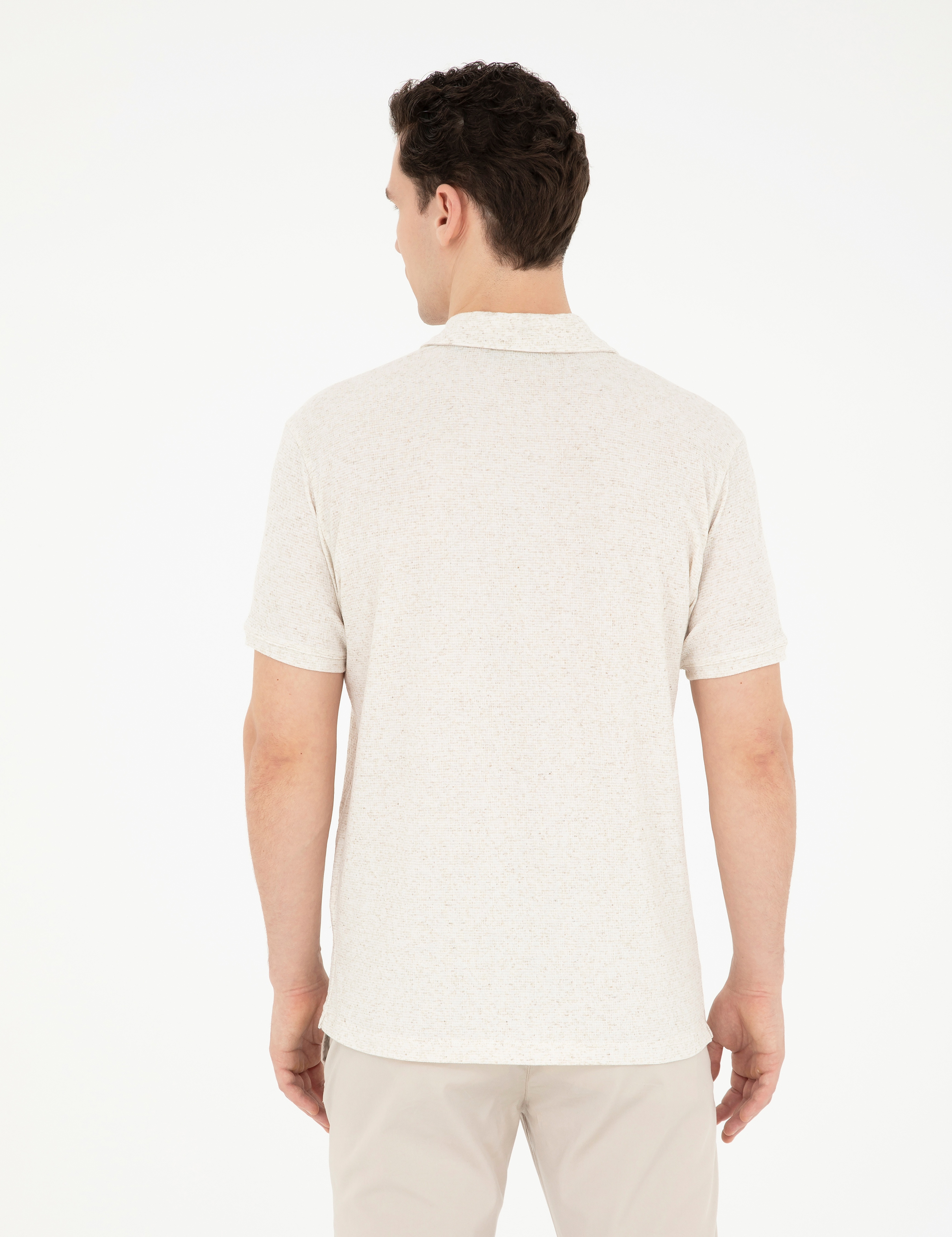 Bej Slim Fit Tişört - Image 5