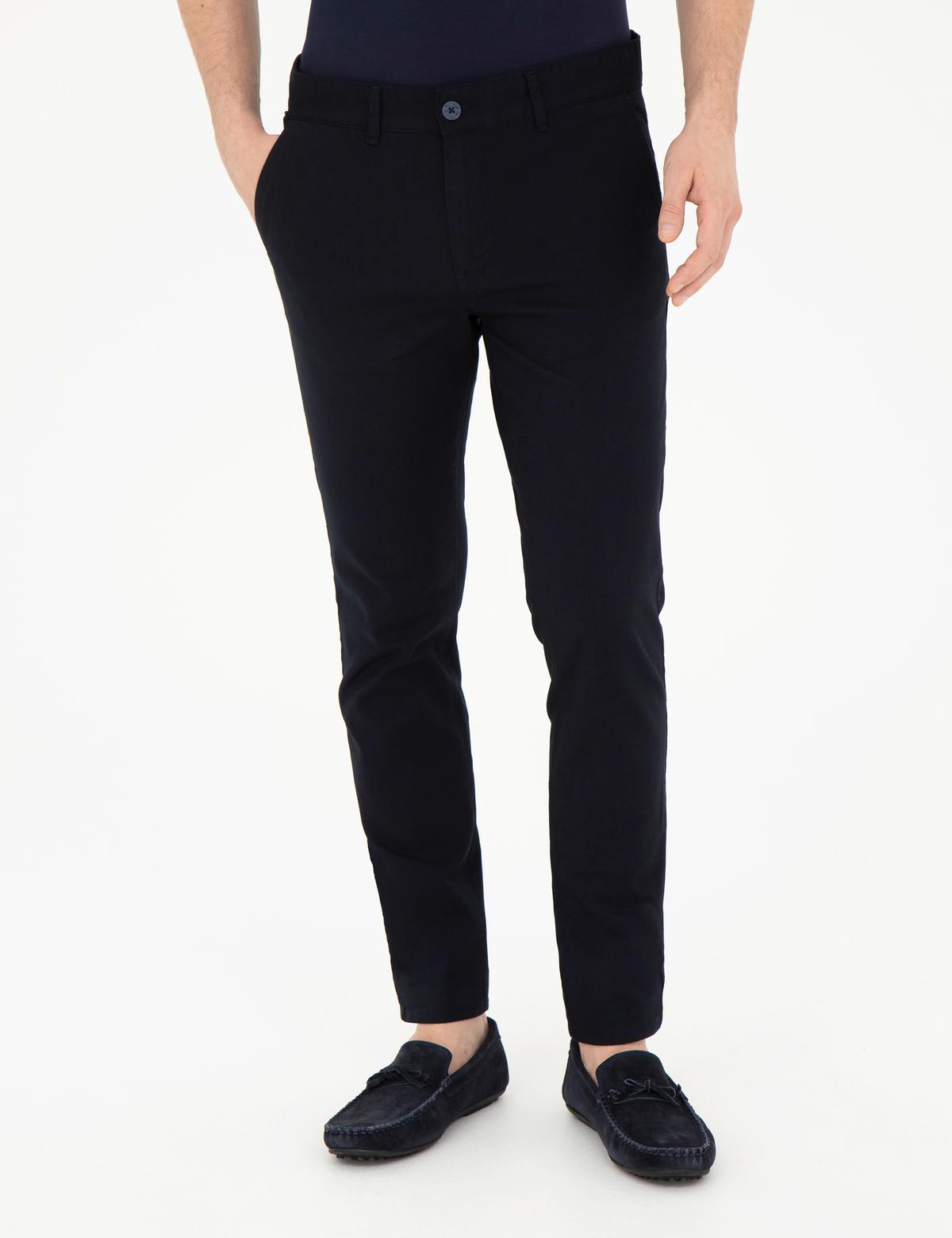 Lacivert Slim Fit Kanvas Pantolon - 50289194023