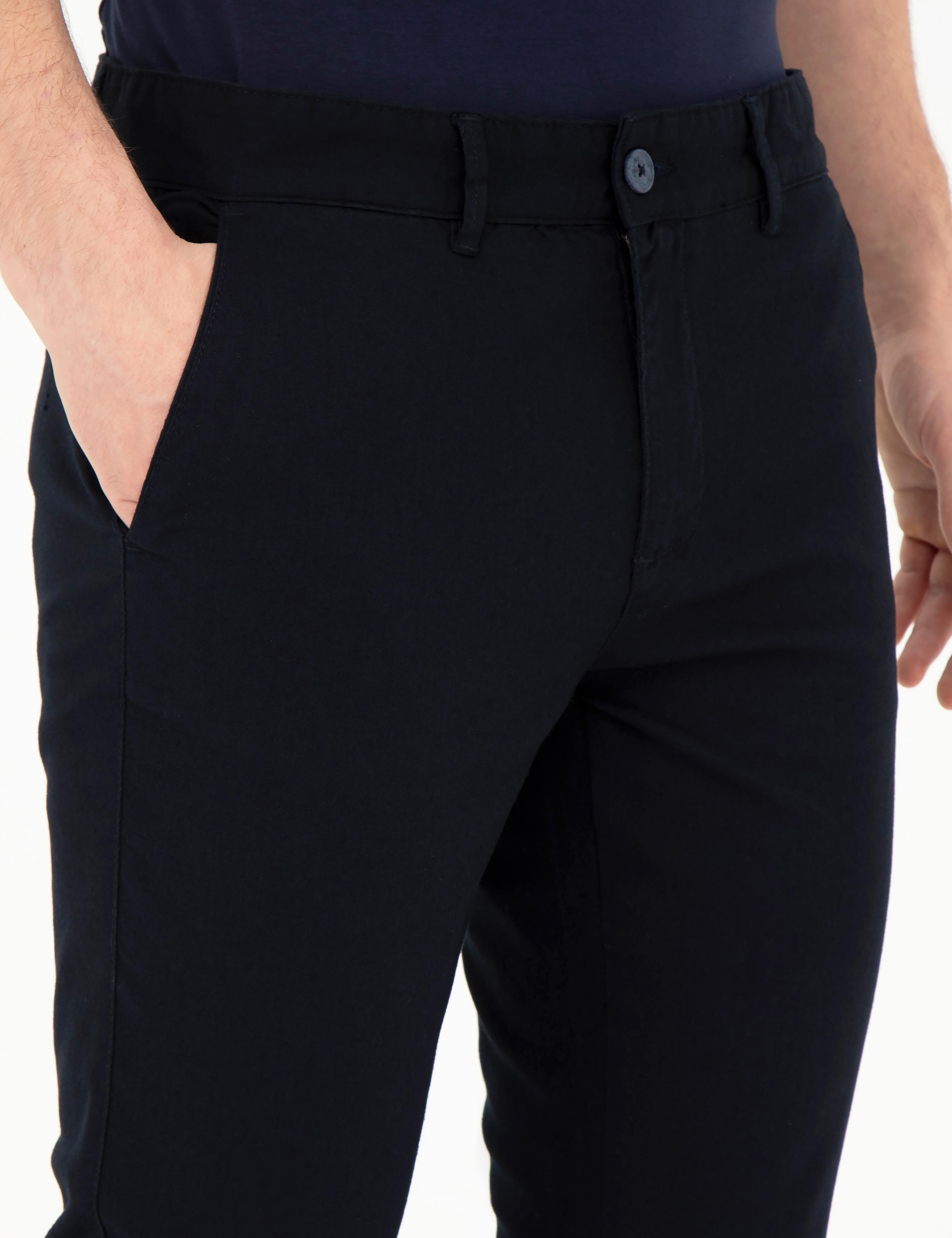 Lacivert Slim Fit Kanvas Pantolon