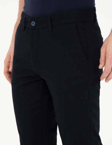 Lacivert Slim Fit Kanvas Pantolon
