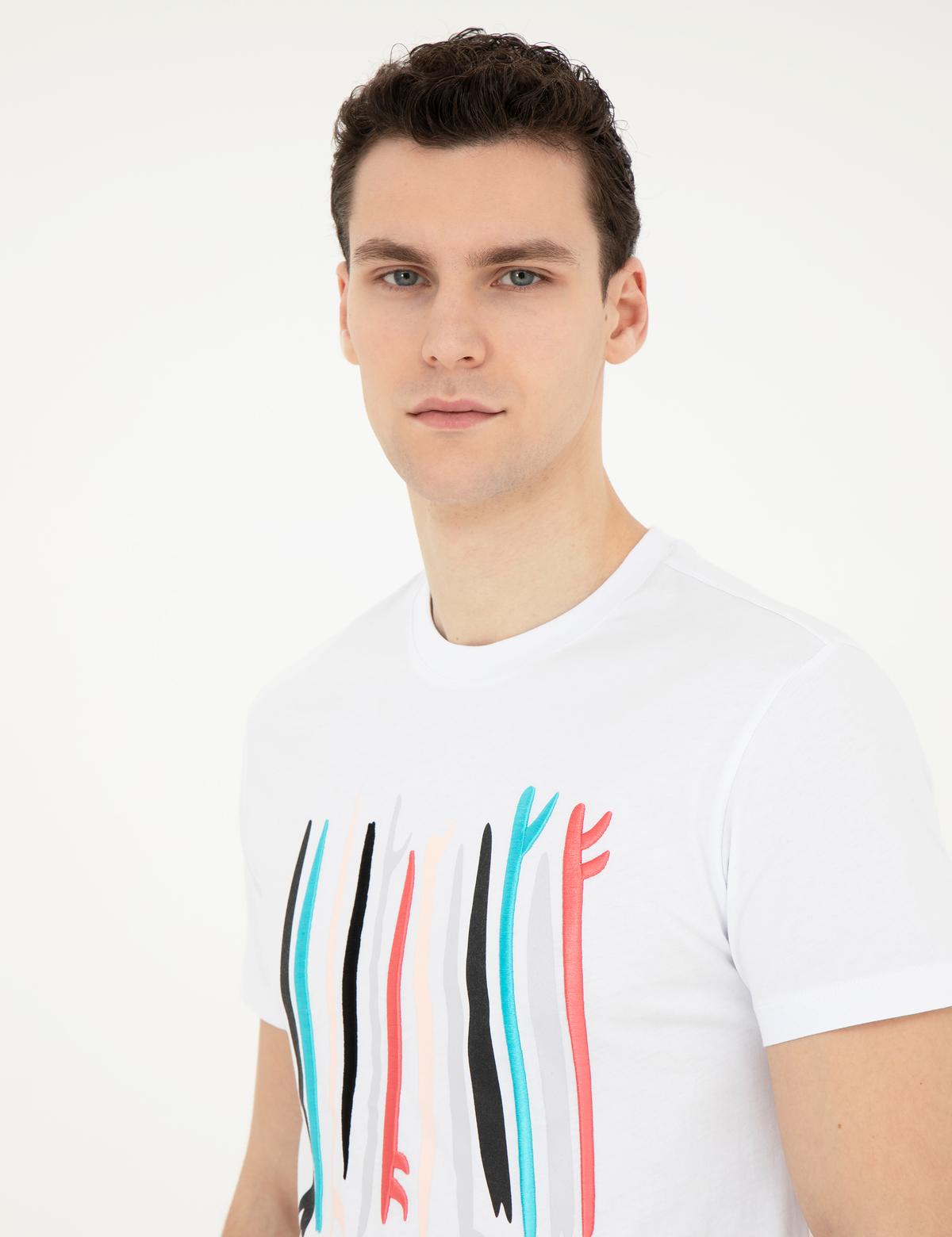 Beyaz Slim Fit Tişört - 50281057017