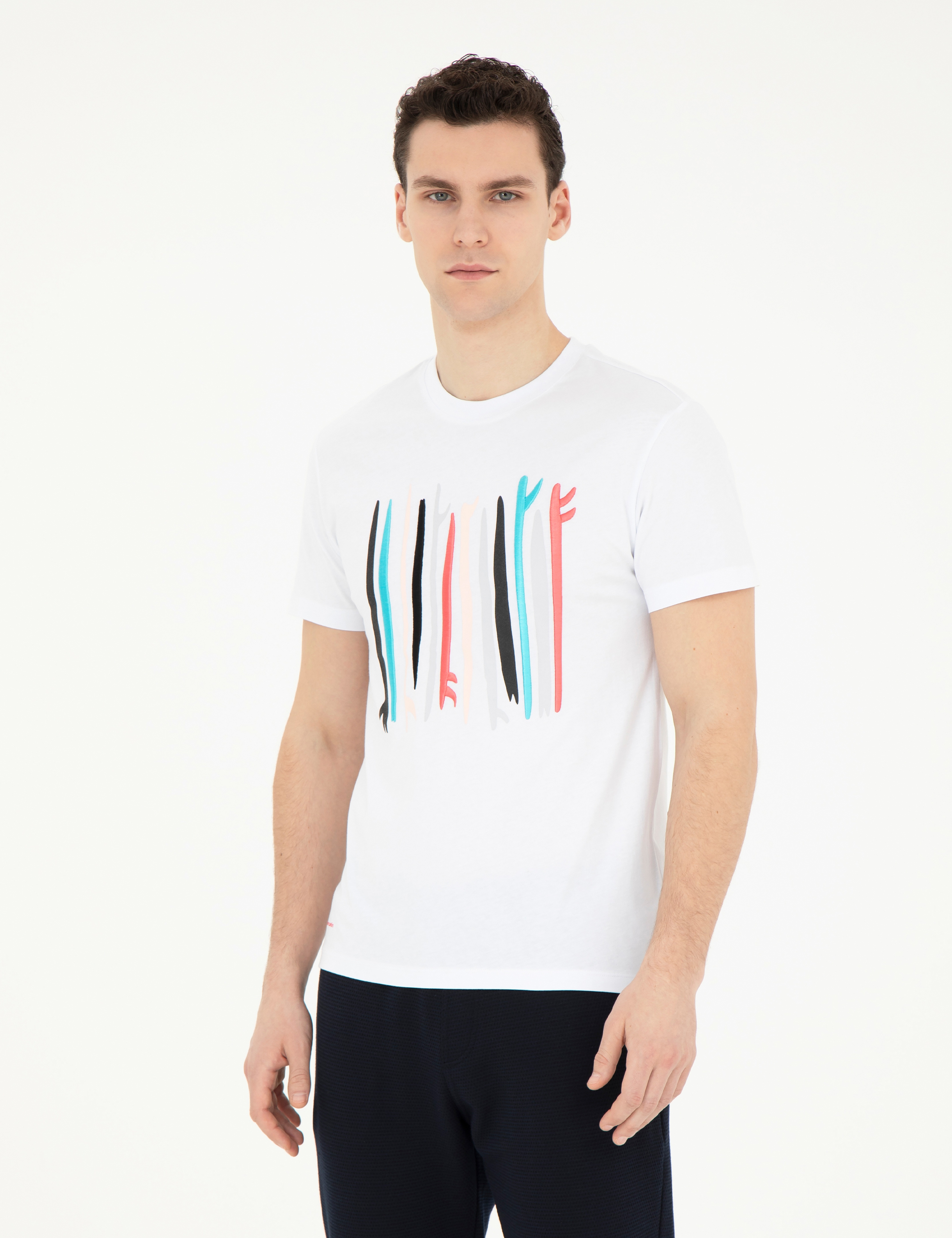 Beyaz Slim Fit Tişört - Image 1