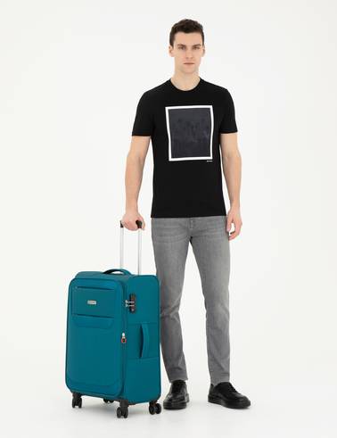 Siyah Slim Fit %100 Pamuk Bisiklet Yaka Tişört