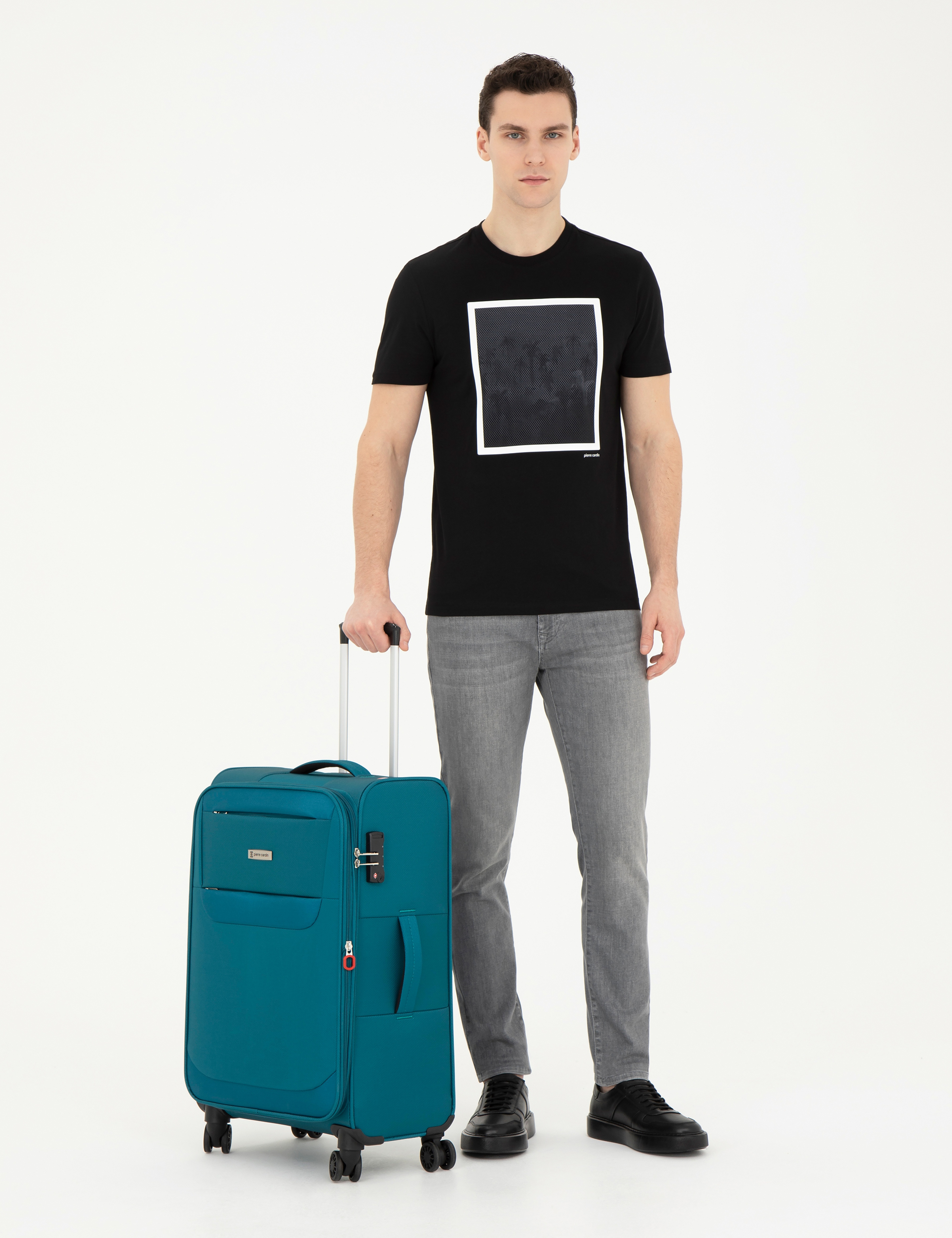 Siyah Slim Fit %100 Pamuk Bisiklet Yaka Tişört - Image 4