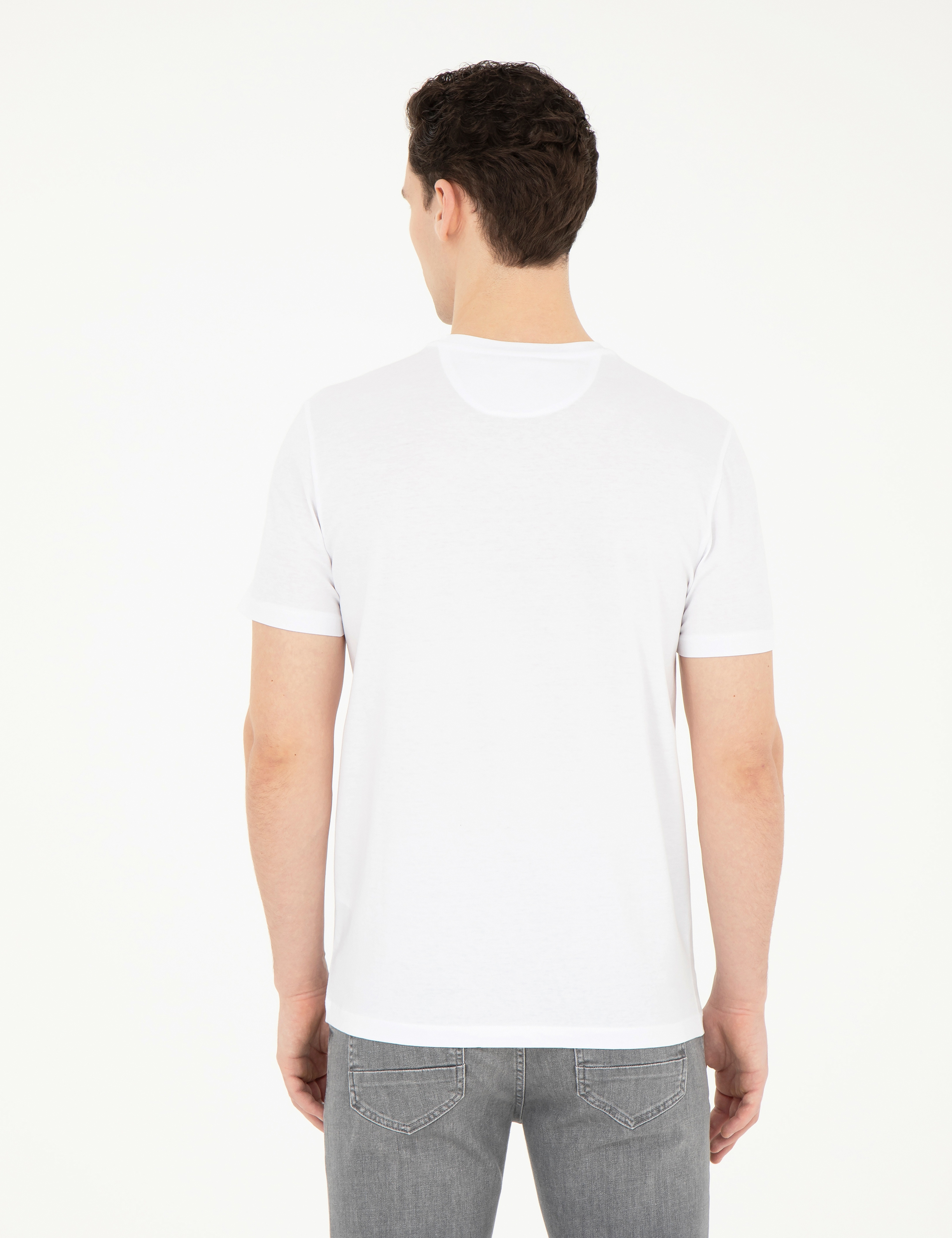Beyaz Slim Fit Tişört - Image 5