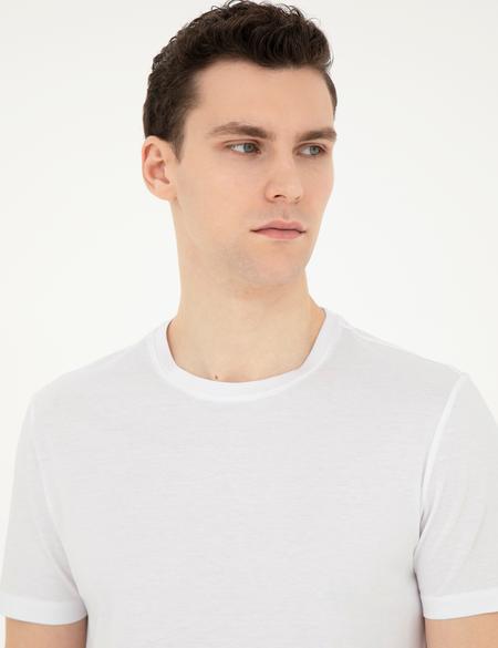 Beyaz Slim Fit Tişört - 50284319064