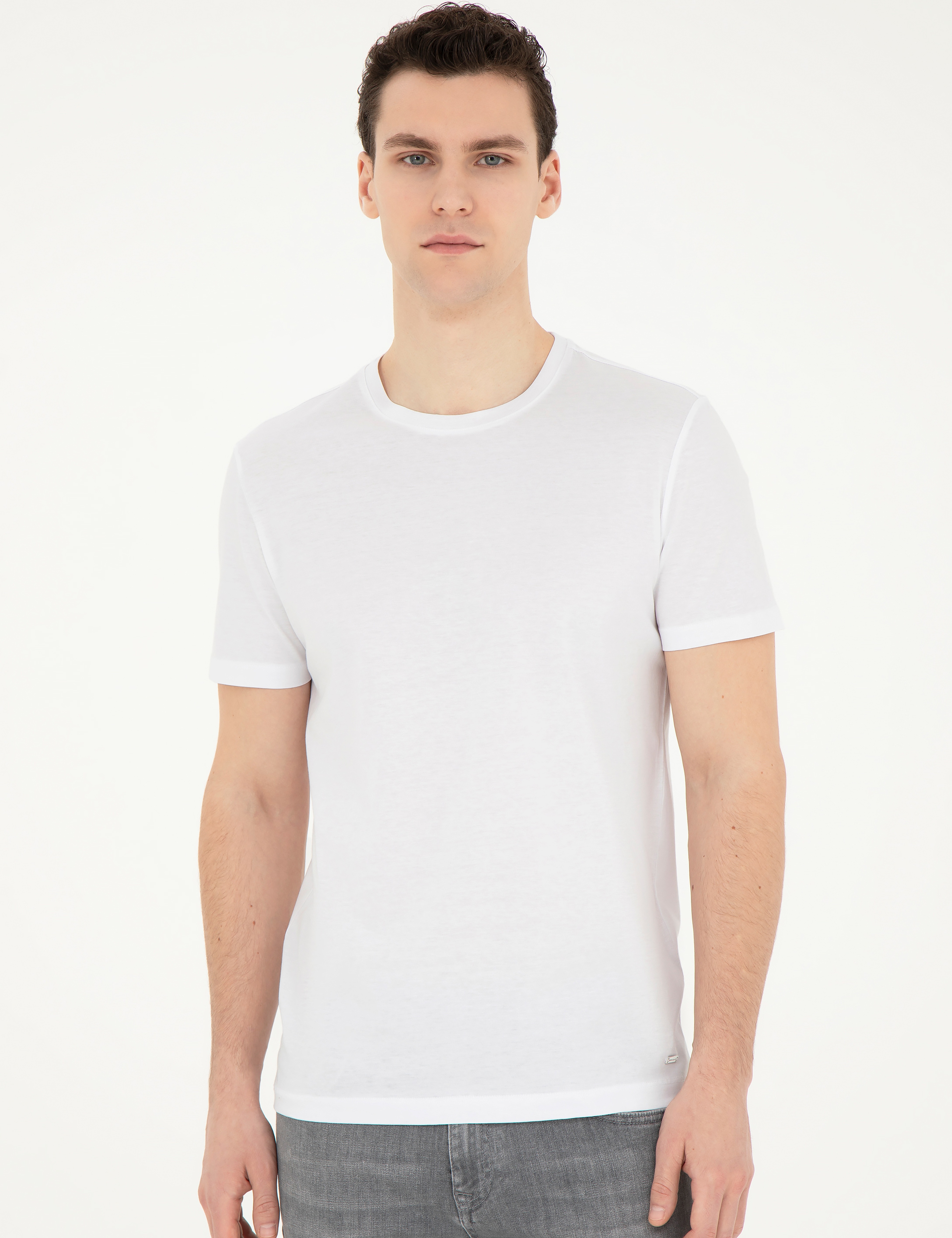Beyaz Slim Fit Tişört - Image 3