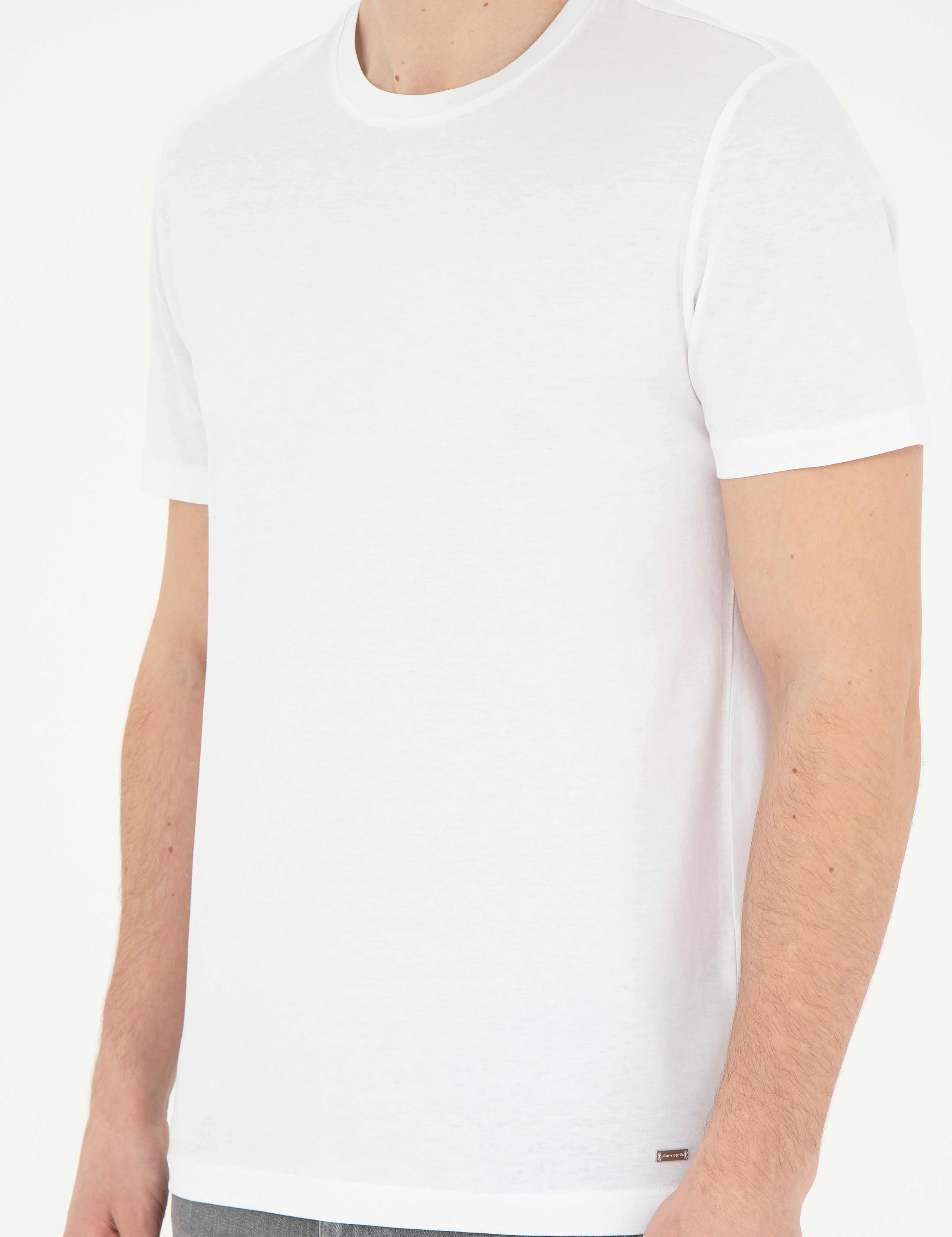 Beyaz Slim Fit Tişört - Image 6