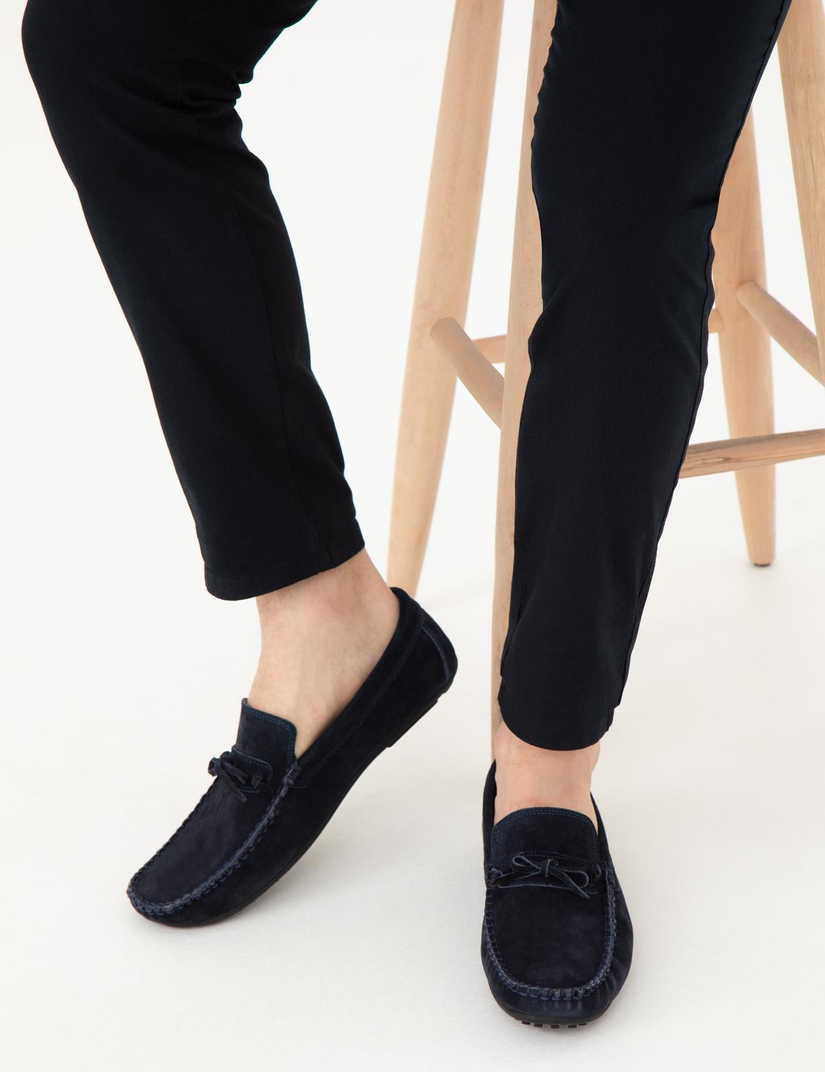 Lacivert %100 Deri Loafer - 50290437011