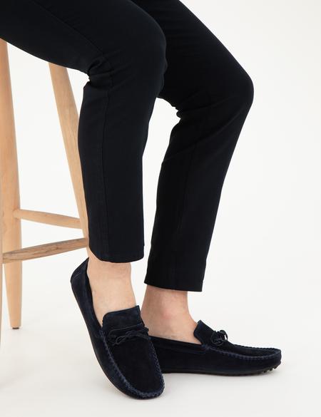 Lacivert %100 Deri Loafer - 50290437011