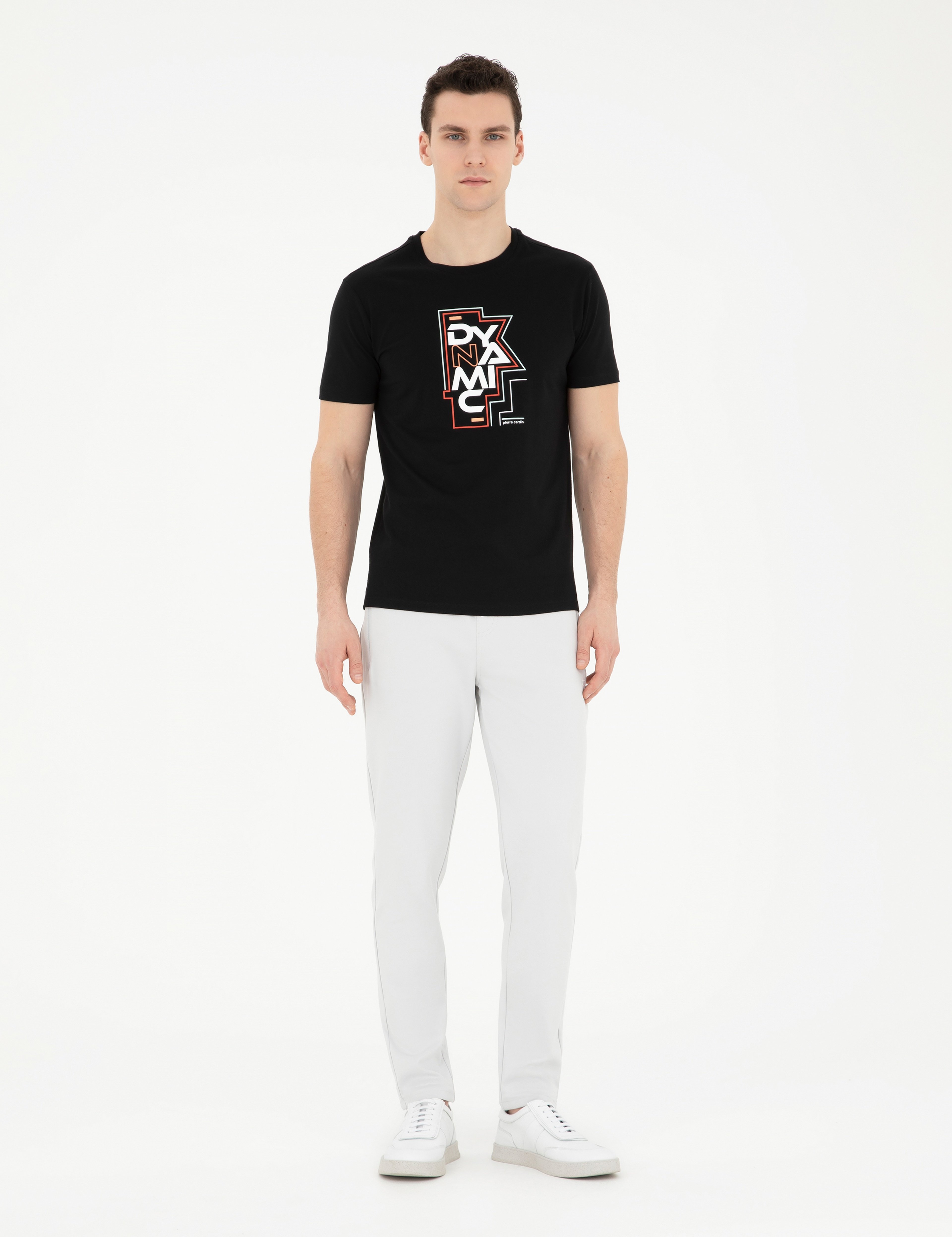 Siyah Slim Fit %100 Pamuk Bisiklet Yaka Tişört - Image 4