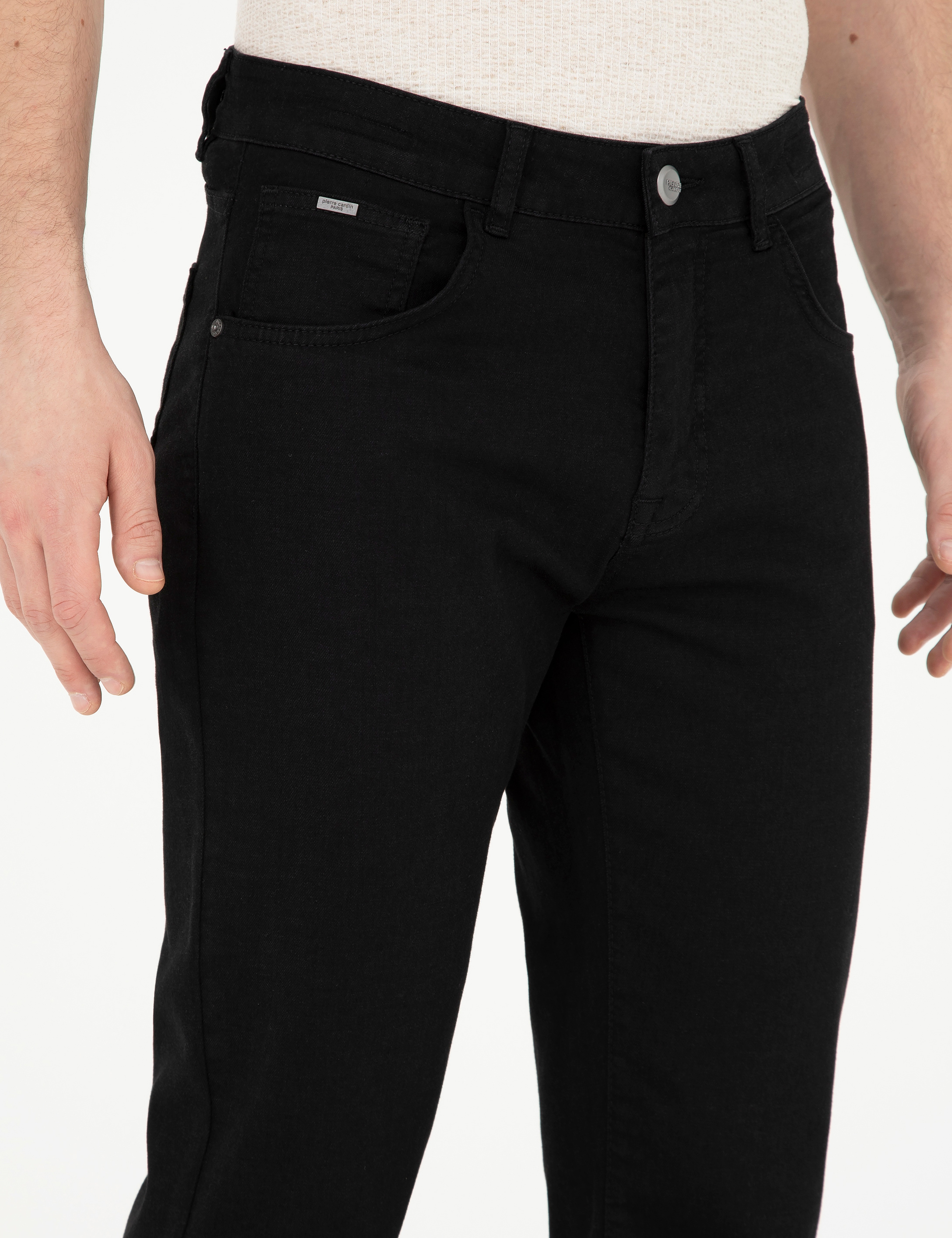 Siyah Straight Fit Jean Pantolon - Image 5