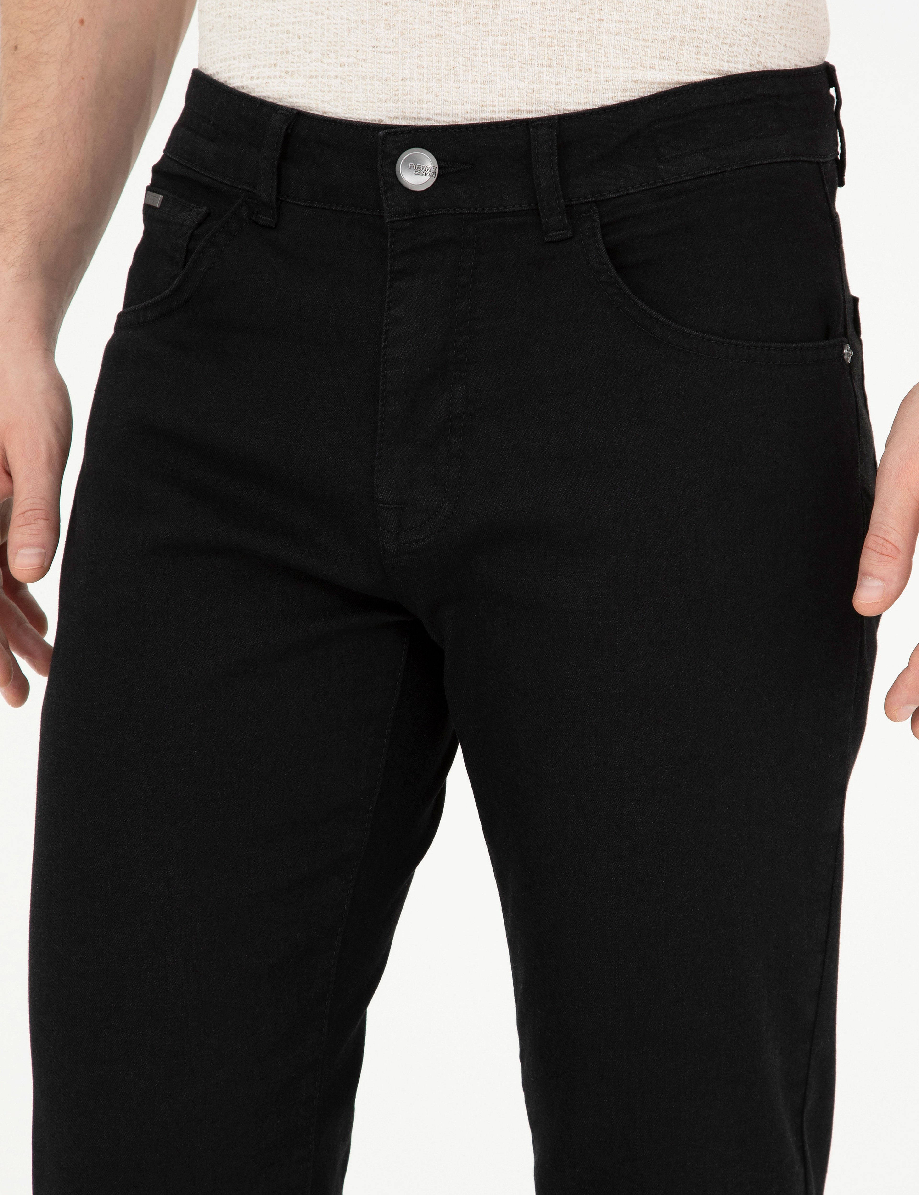Siyah Straight Fit Jean Pantolon - Image 6