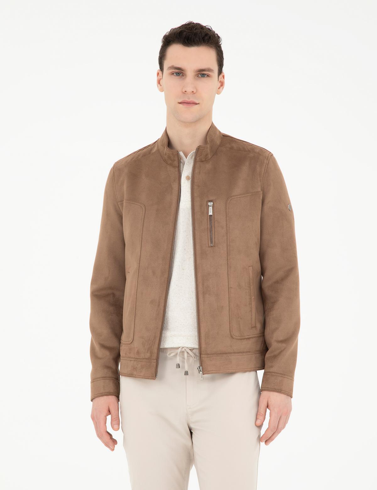 Bej Suni Deri Ceket - 50293986015