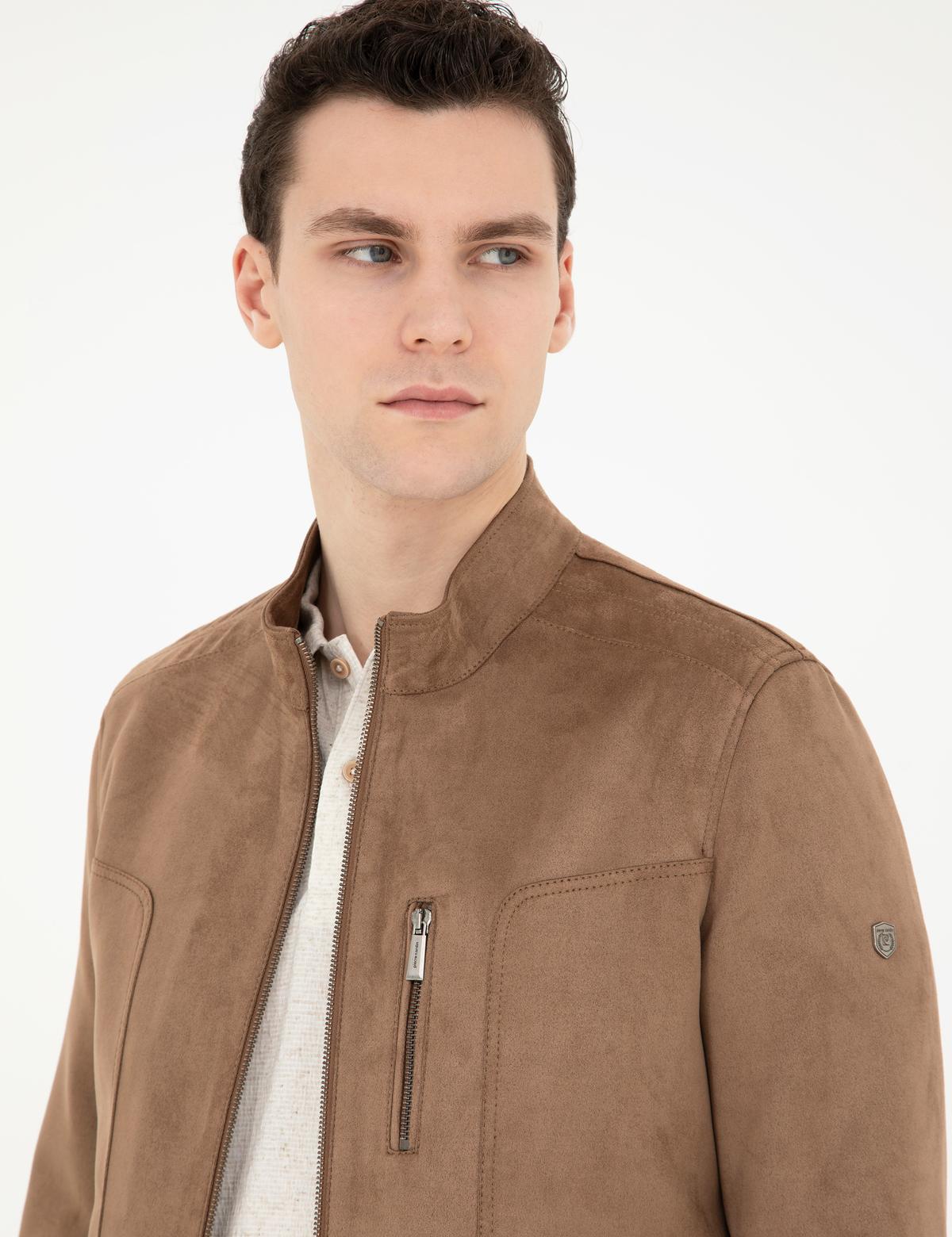 Bej Suni Deri Ceket - 50293986015