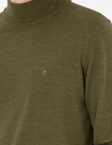 Açık Yeşil Slim Fit Yarım Balıkçı Yaka Yün Karışımlı Basic Triko Kazak