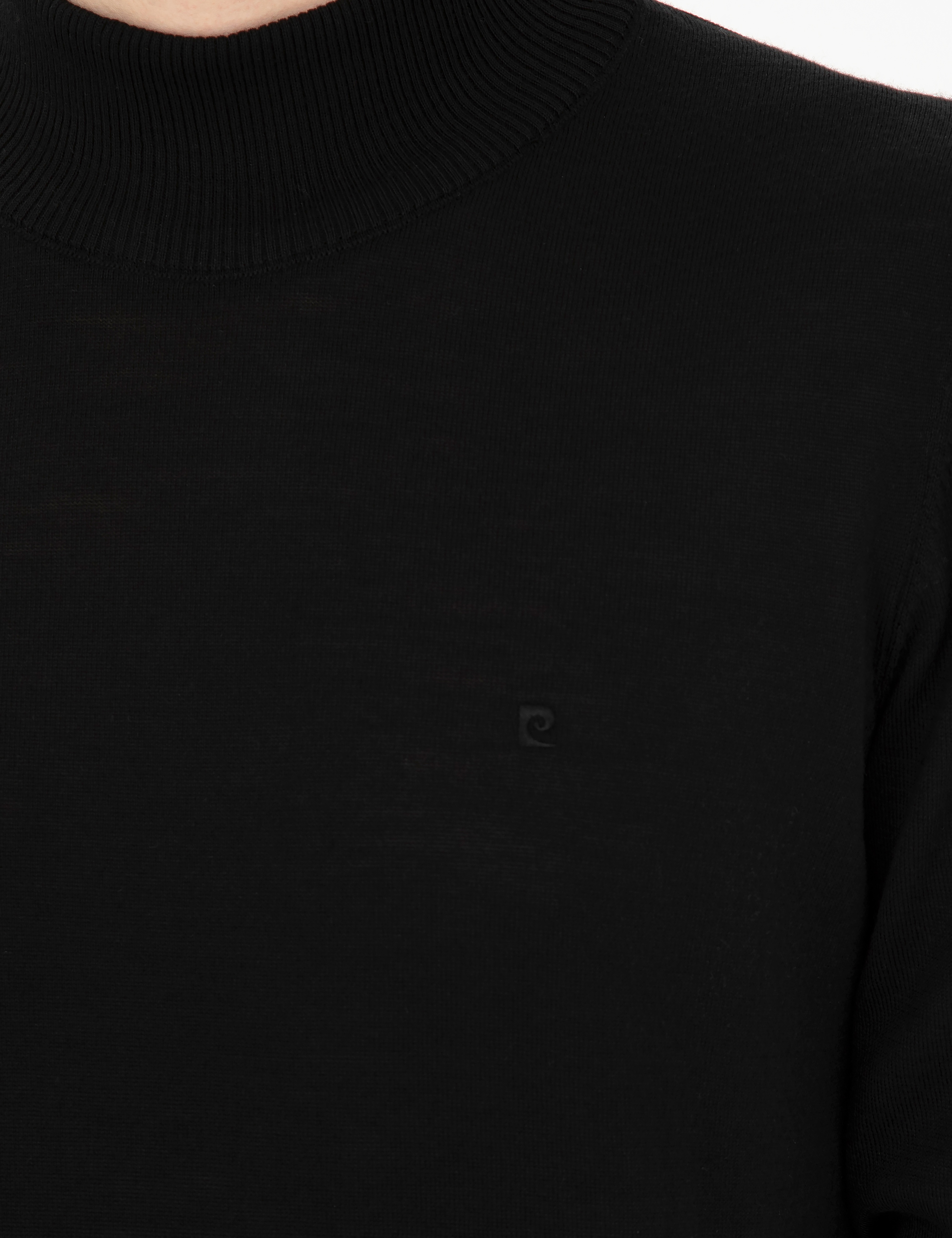 Siyah Slim Fit Yarım Balıkçı Yaka Yün Karışımlı Basic Triko Kazak
