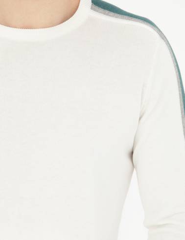 Ekru Slim Fit Bisiklet Yaka Triko Kazak