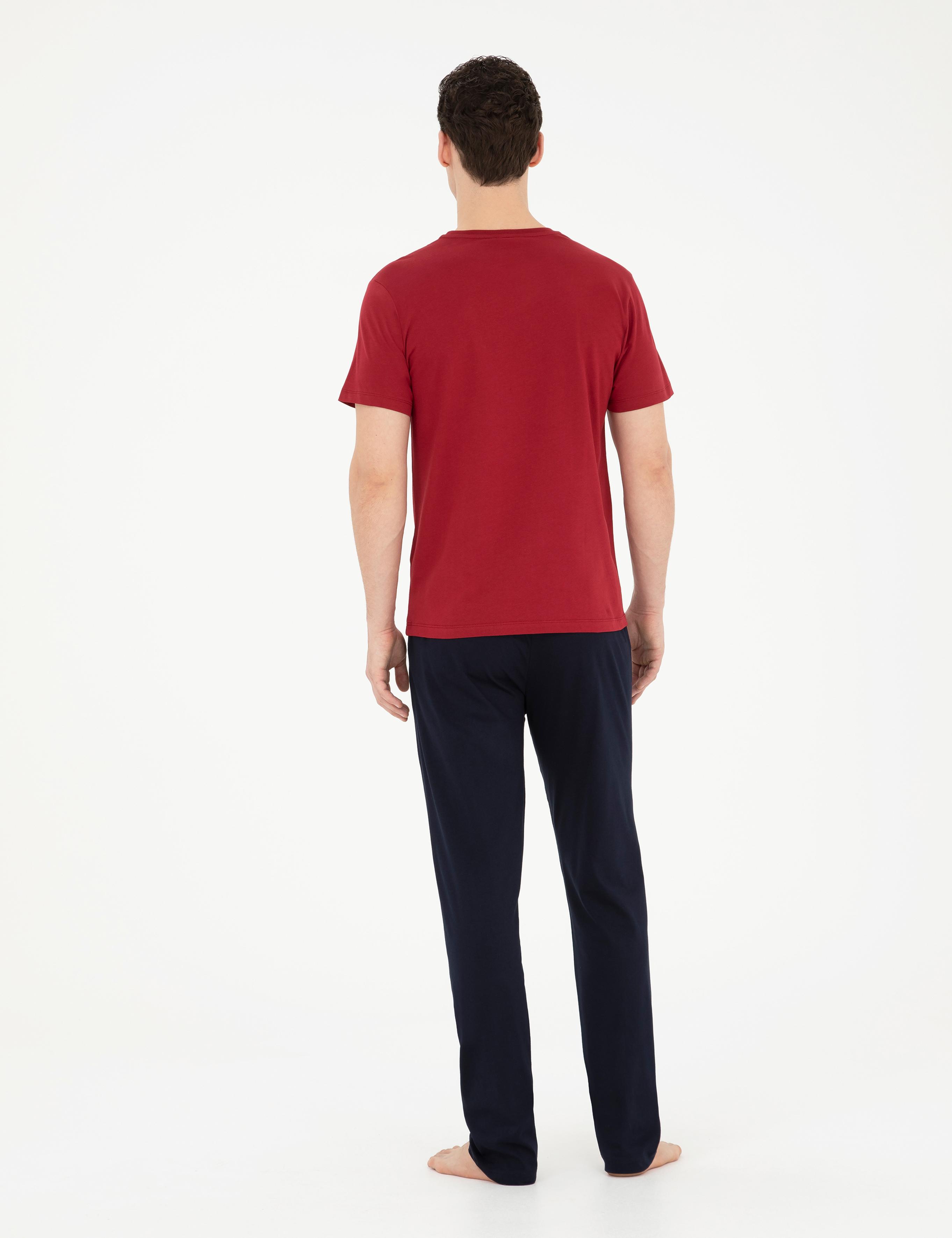 Bordo Kısakol Pijama Takımı