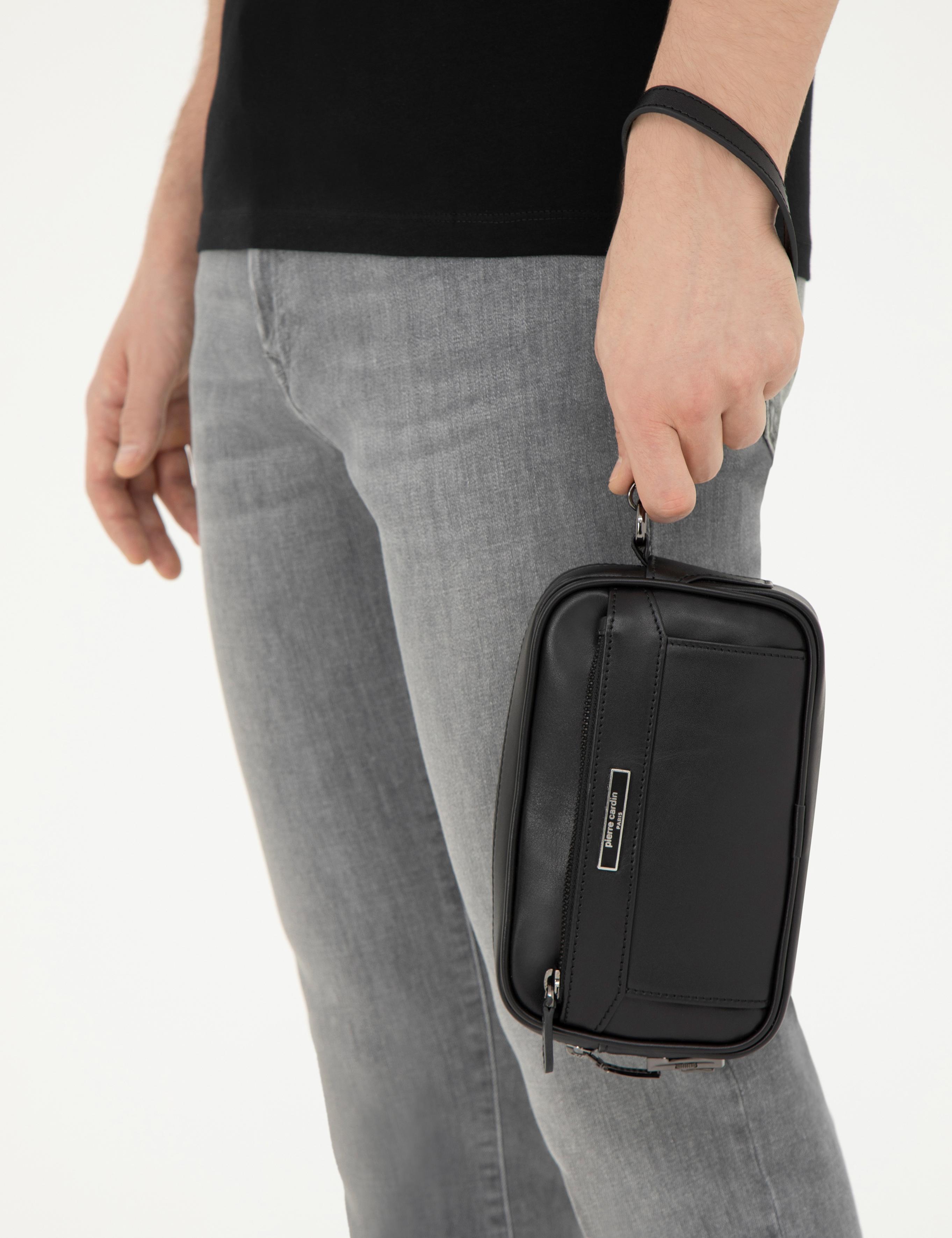 Erkek Siyah Deri El Çantası