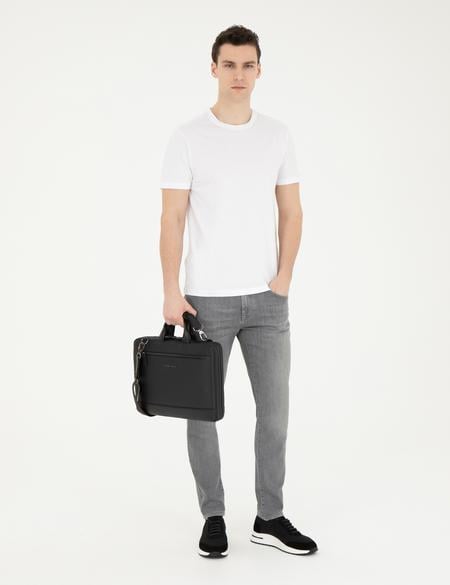 Erkek %100 Deri Siyah Evrak Çantası - 50288758003