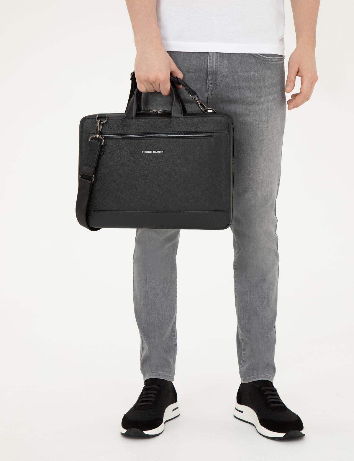 Erkek %100 Deri Siyah Evrak Çantası - 50288758003