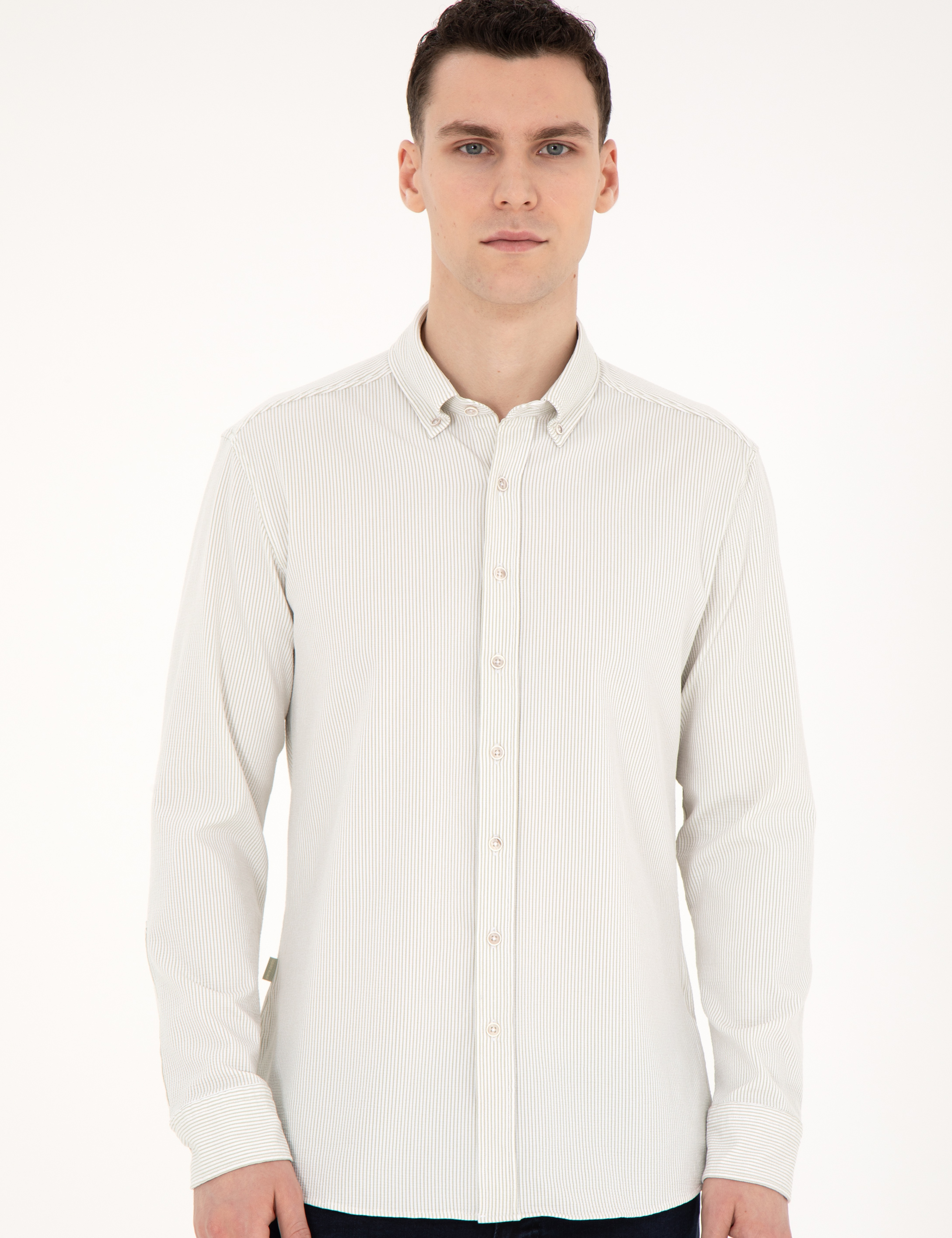 Yeşil Slim Fit Uzun Kollu Gömlek - Image 3