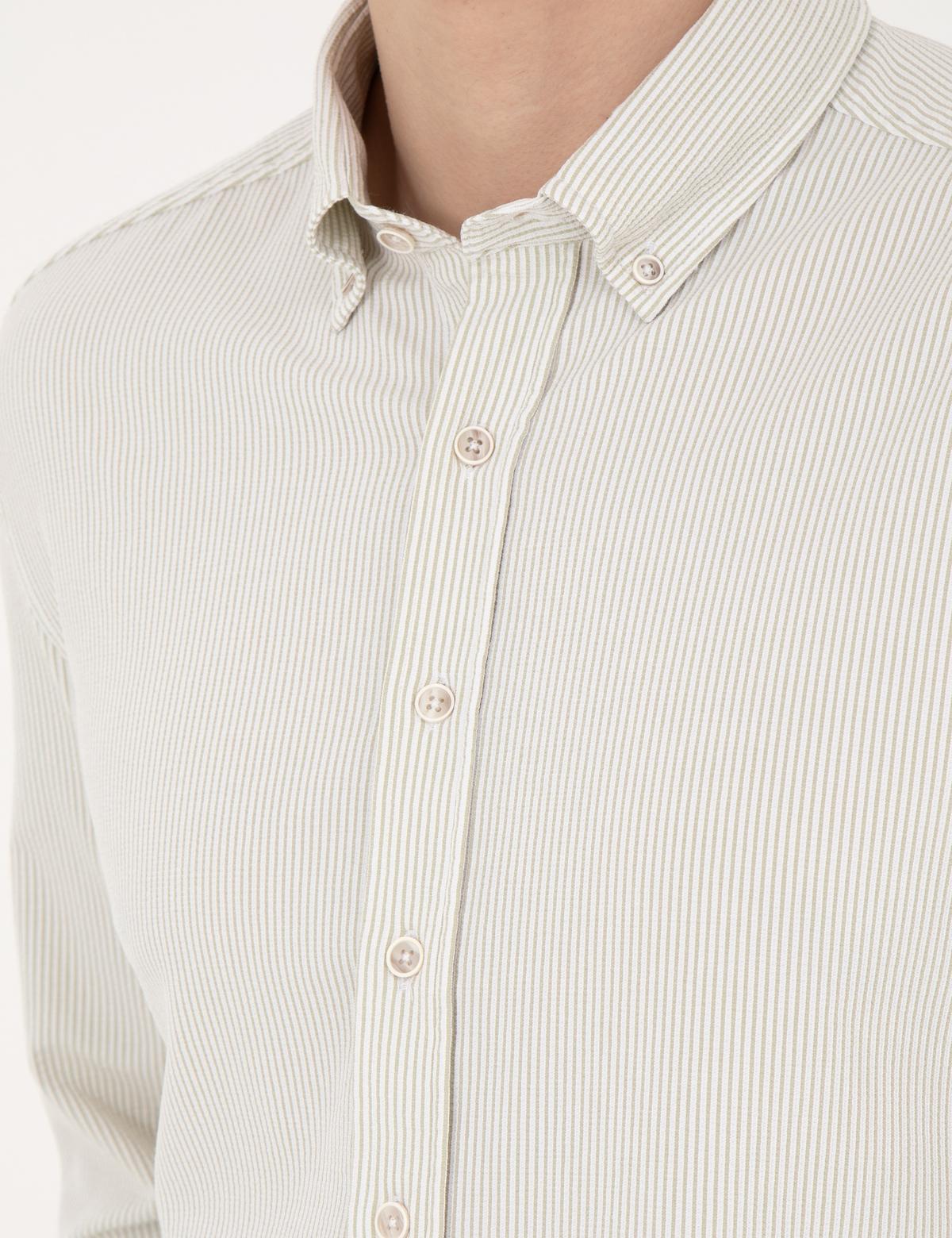 Yeşil Slim Fit Uzun Kollu Gömlek - 50284109037