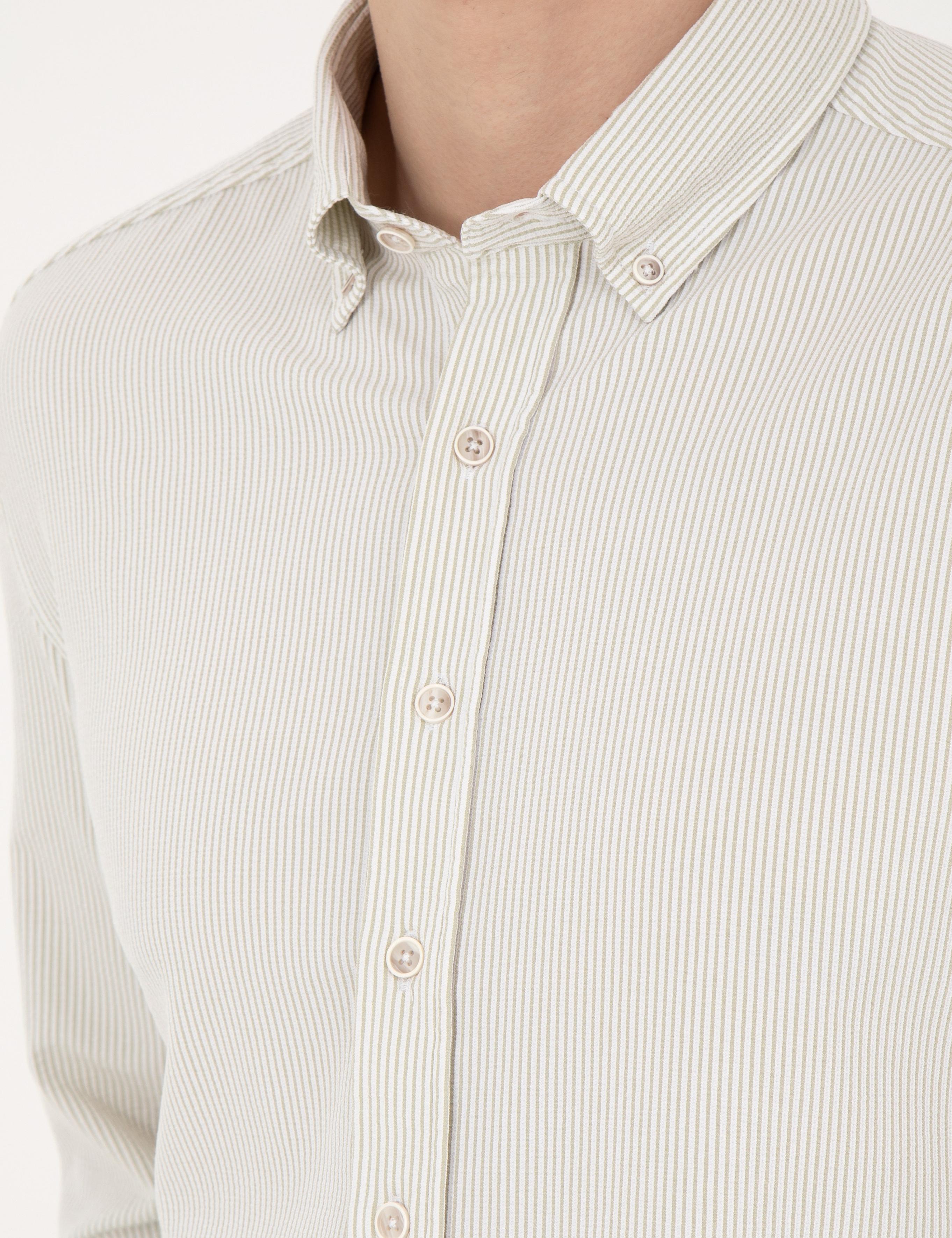 Yeşil Slim Fit Uzun Kollu Gömlek