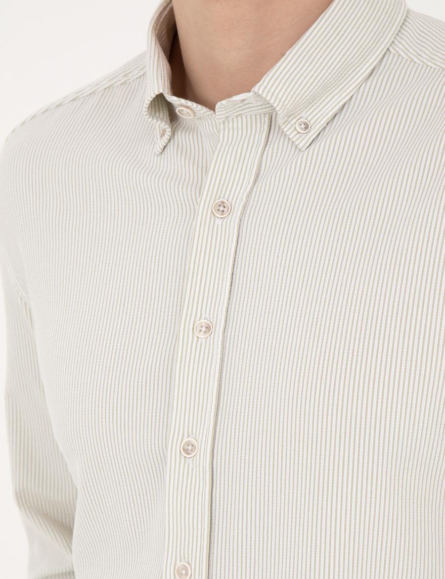 Yeşil Slim Fit Uzun Kollu Gömlek