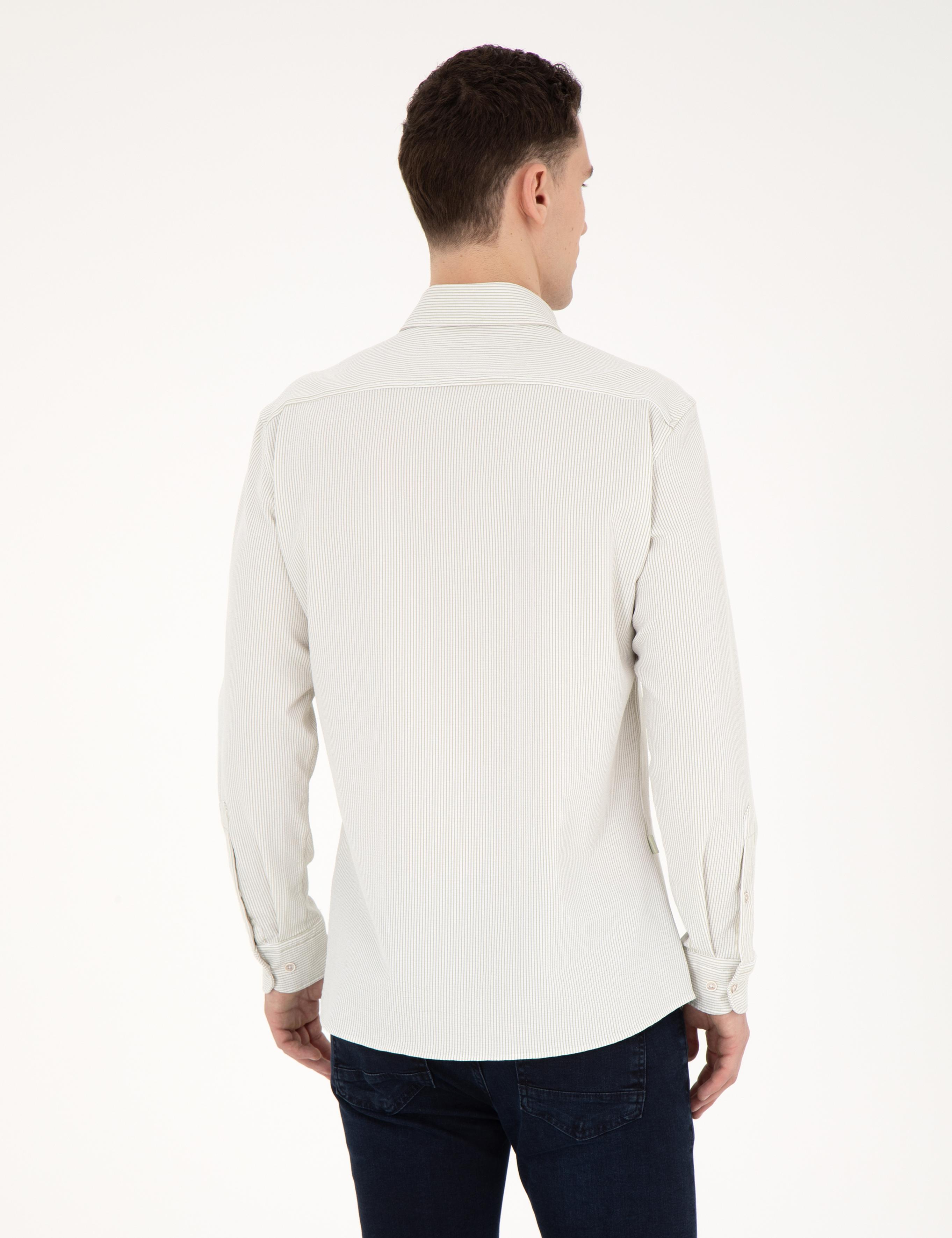 Yeşil Slim Fit Uzun Kollu Gömlek