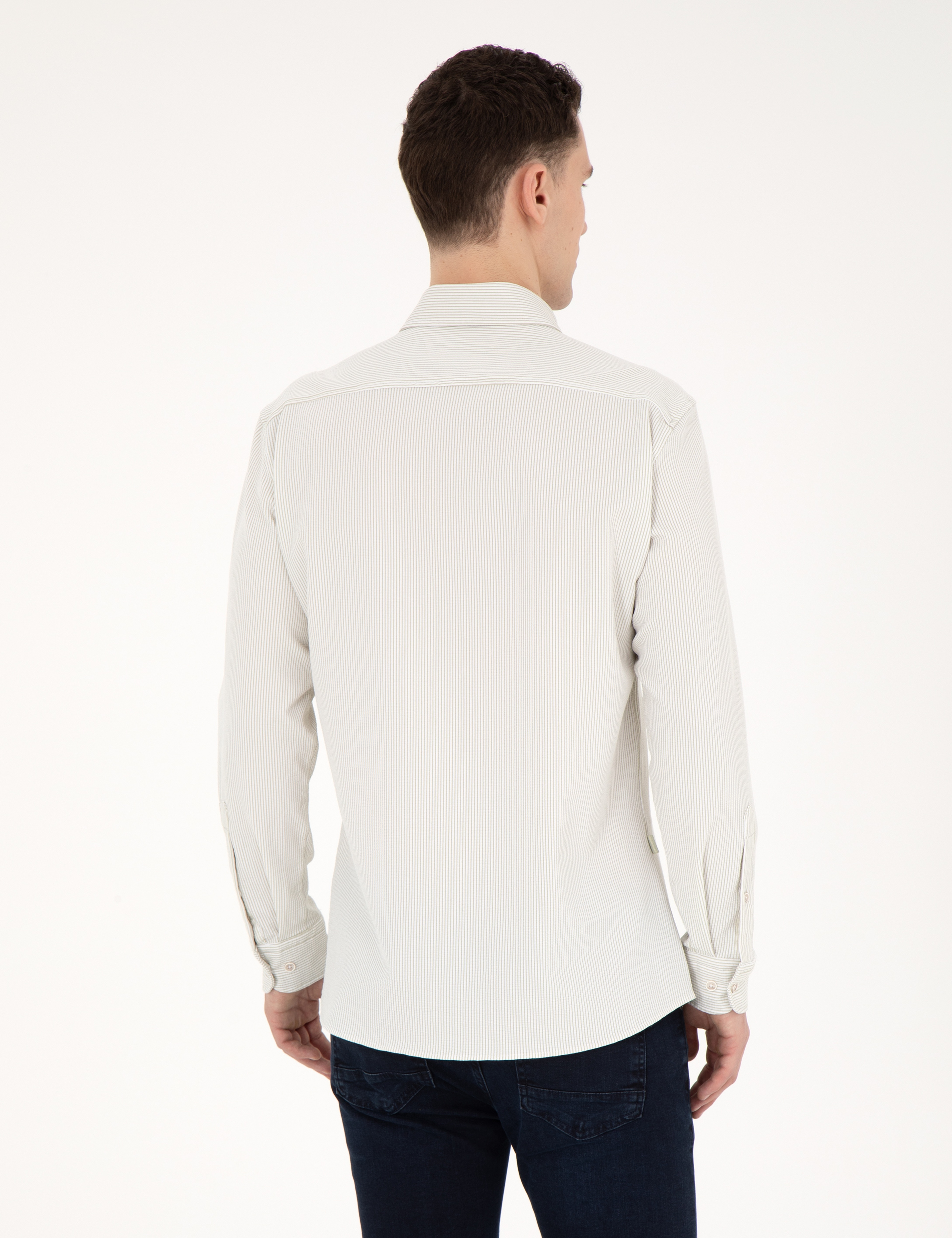 Yeşil Slim Fit Uzun Kollu Gömlek - Image 5