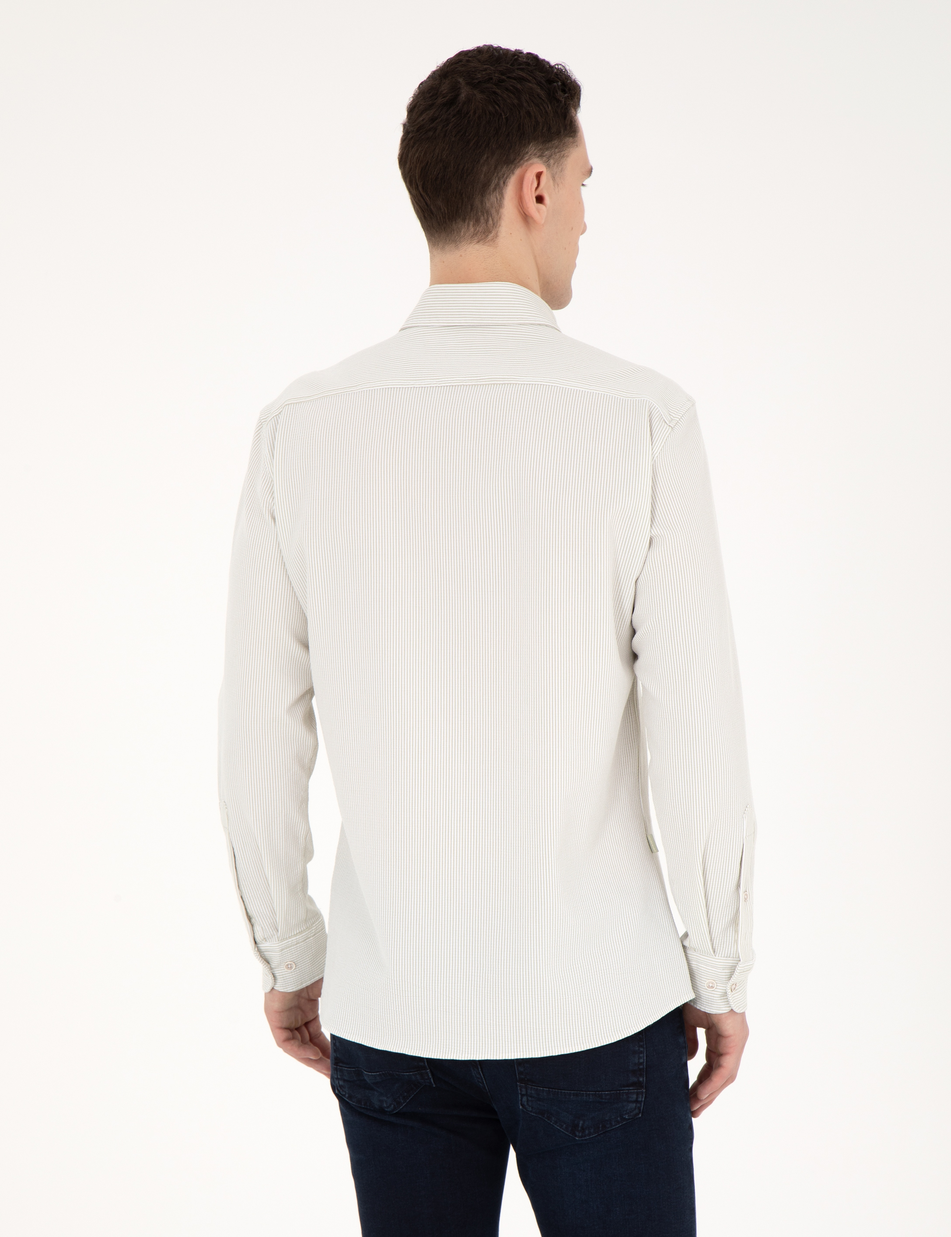 Yeşil Slim Fit Uzun Kollu Gömlek