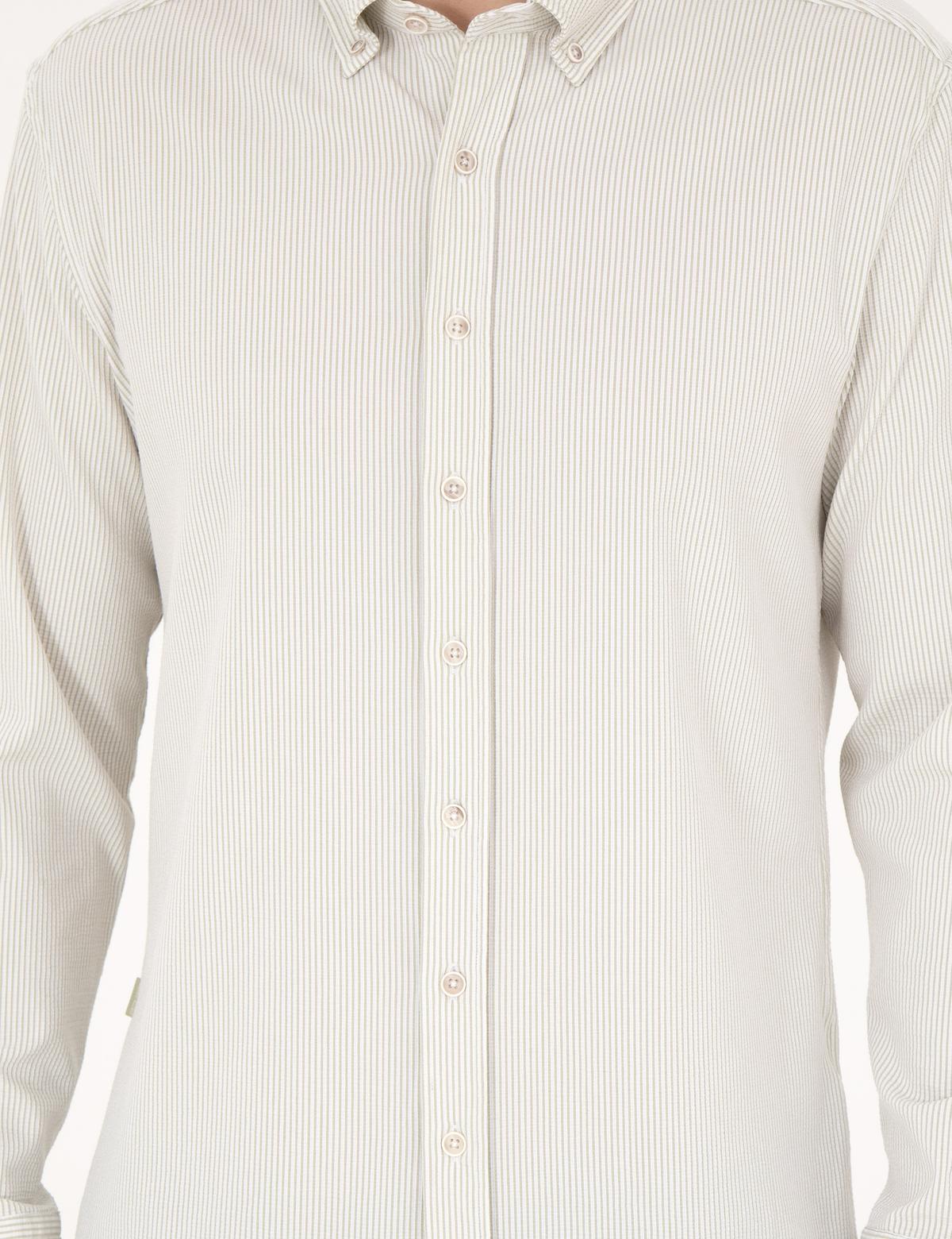 Yeşil Slim Fit Uzun Kollu Gömlek - 50284109037