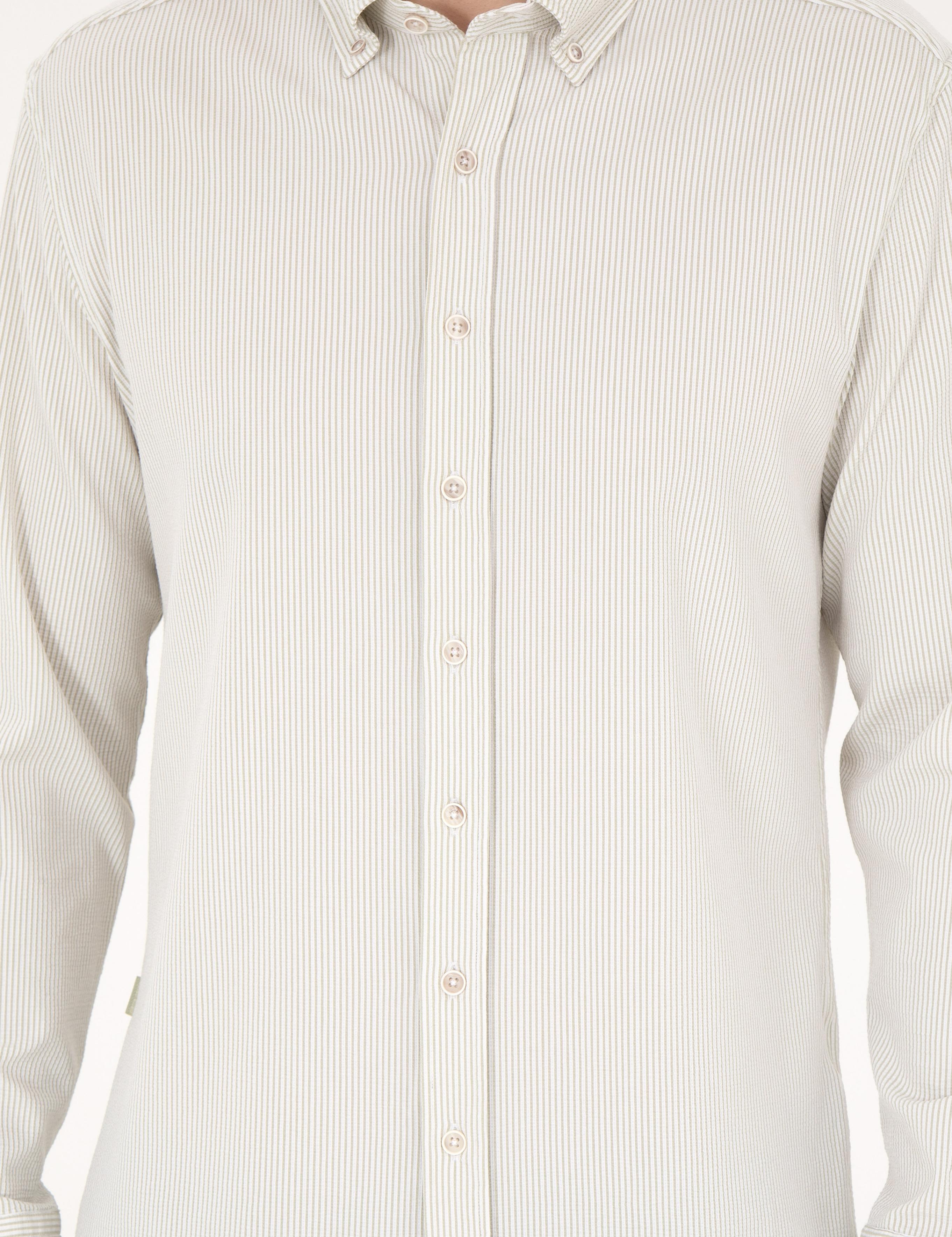 Yeşil Slim Fit Uzun Kollu Gömlek