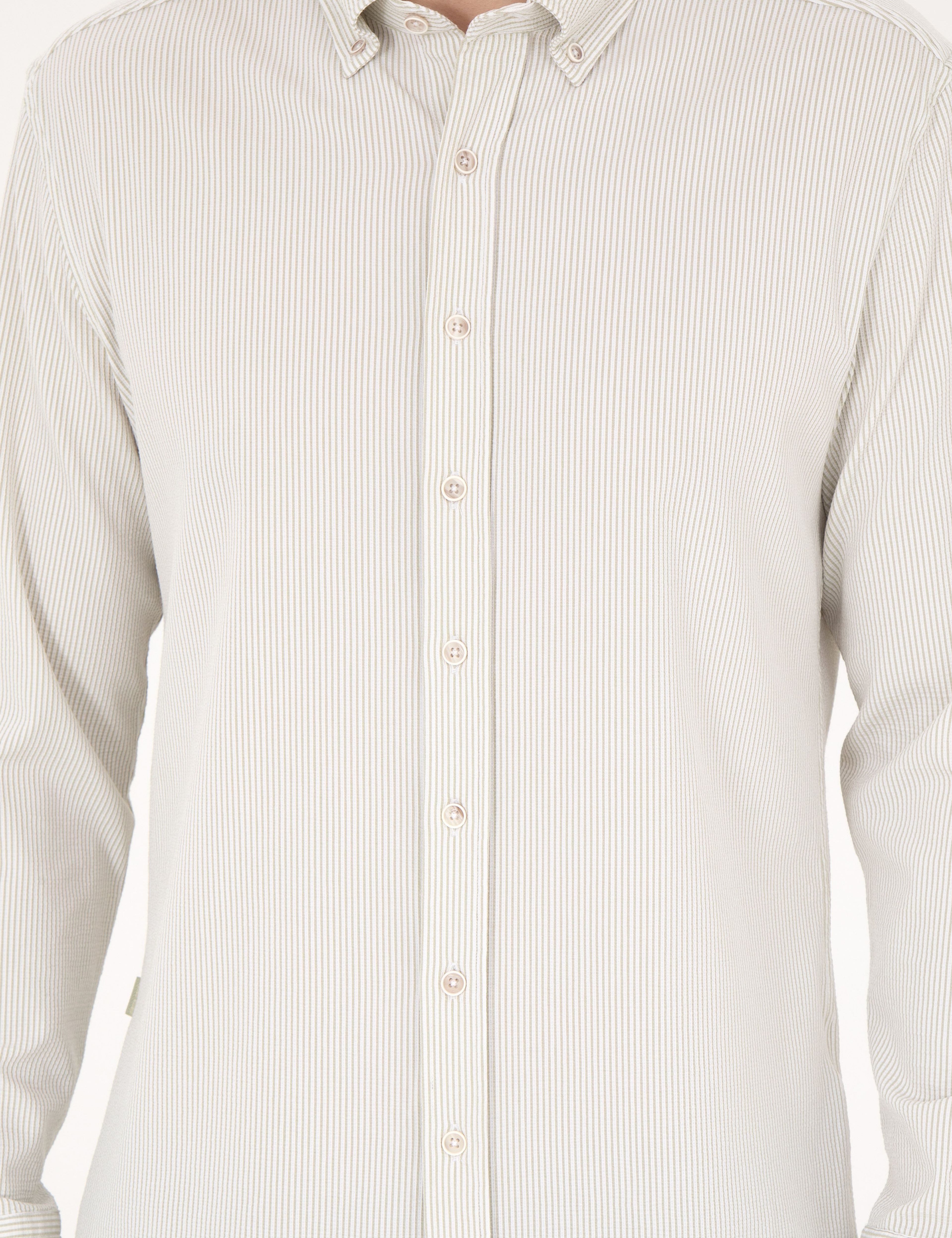 Yeşil Slim Fit Uzun Kollu Gömlek