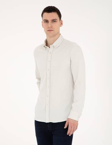 Yeşil Slim Fit Uzun Kollu Gömlek