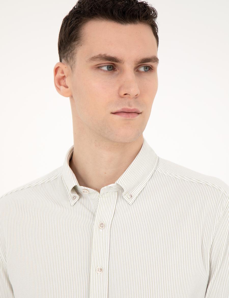 Yeşil Slim Fit Uzun Kollu Gömlek