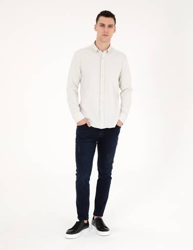 Yeşil Slim Fit Uzun Kollu Gömlek