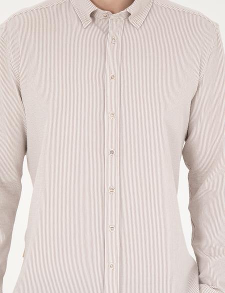 Bej Slim Fit Uzun Kollu Gömlek - 50284109087