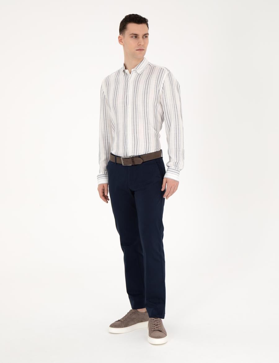 Lacivert Regular Fit Kanvas Pantolon