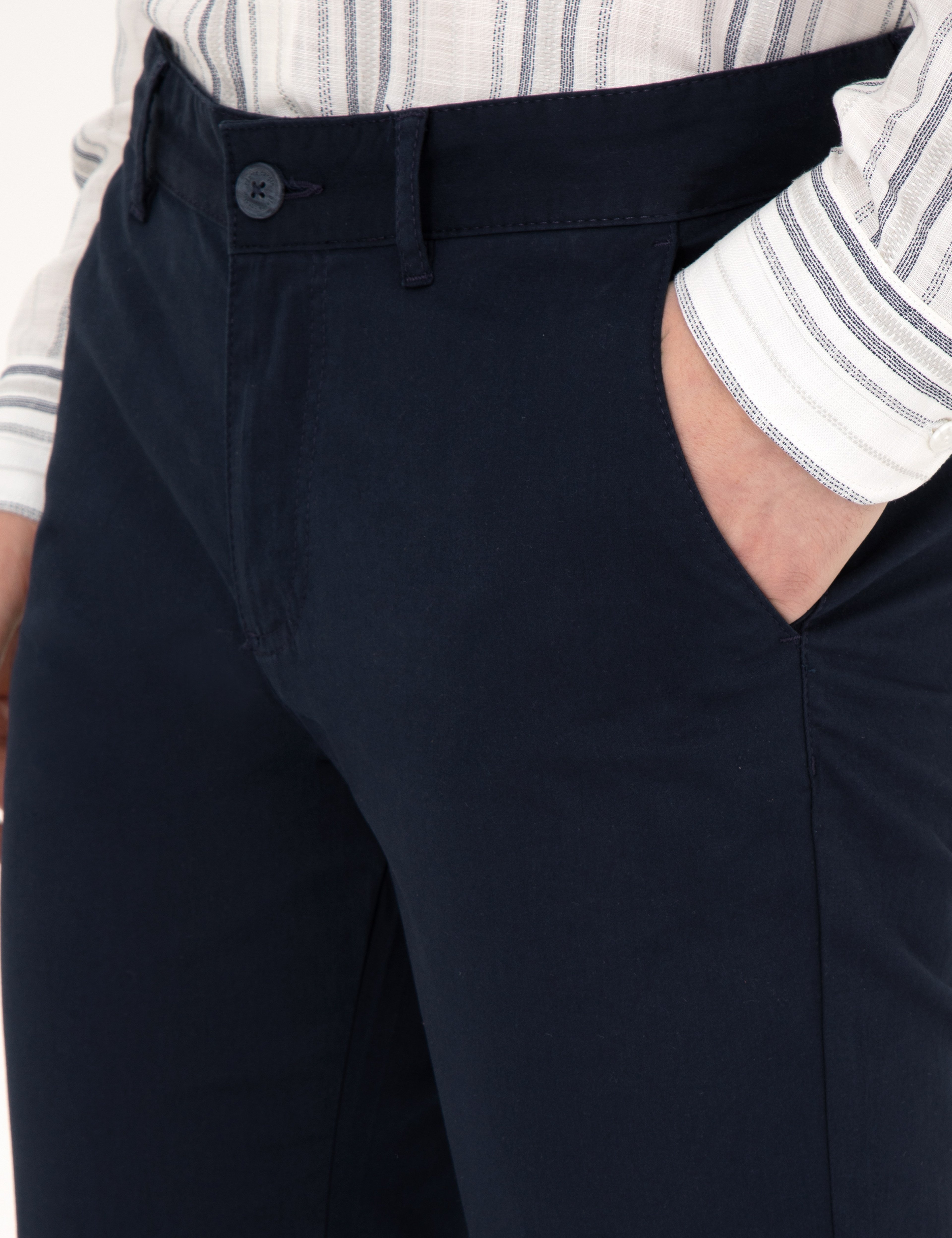 Lacivert Regular Fit Basic Kanvas Pantolon