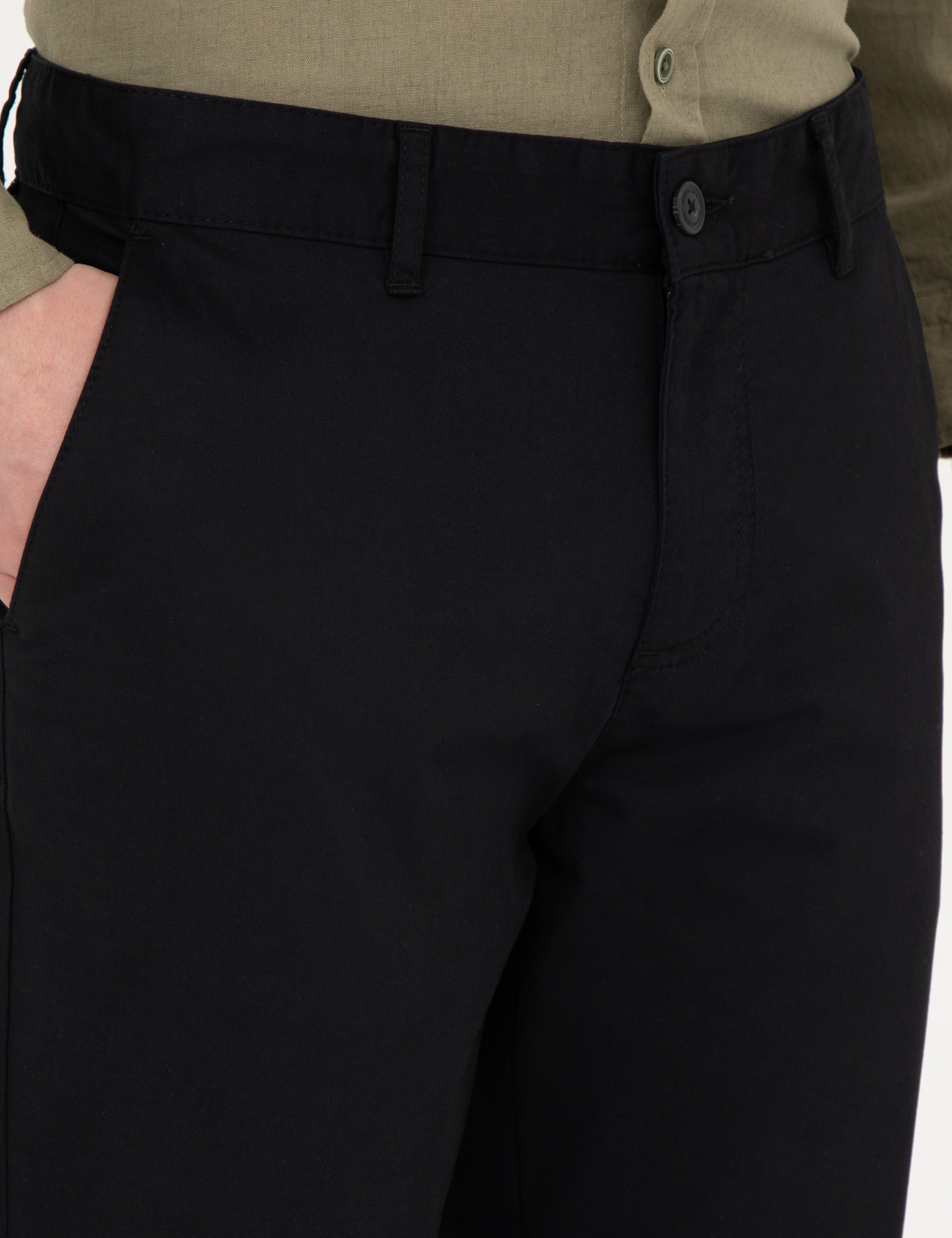 Siyah Regular Fit Basic Kanvas Pantolon