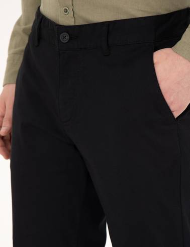 Siyah Regular Fit Kanvas Pantolon
