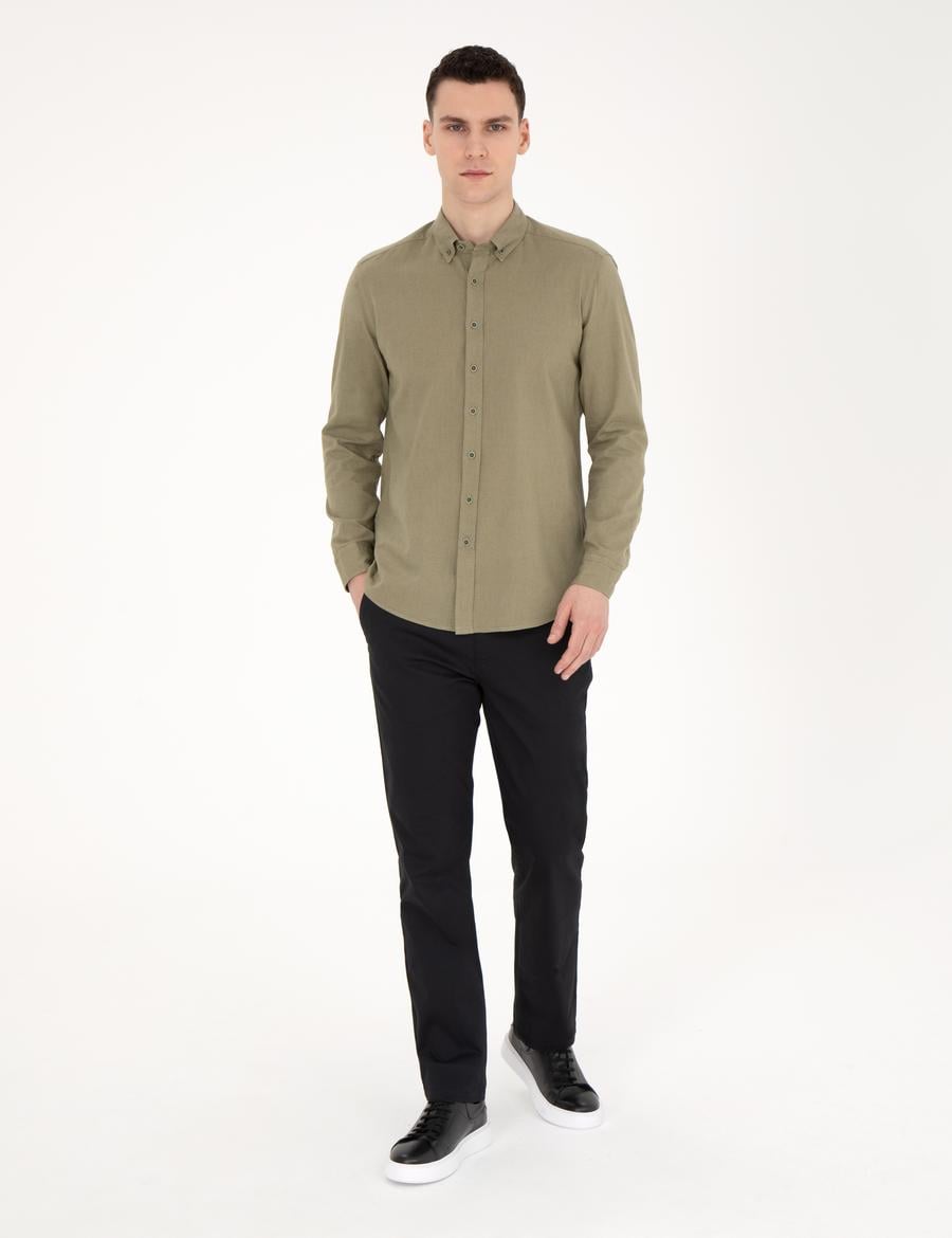 Siyah Regular Fit Kanvas Pantolon